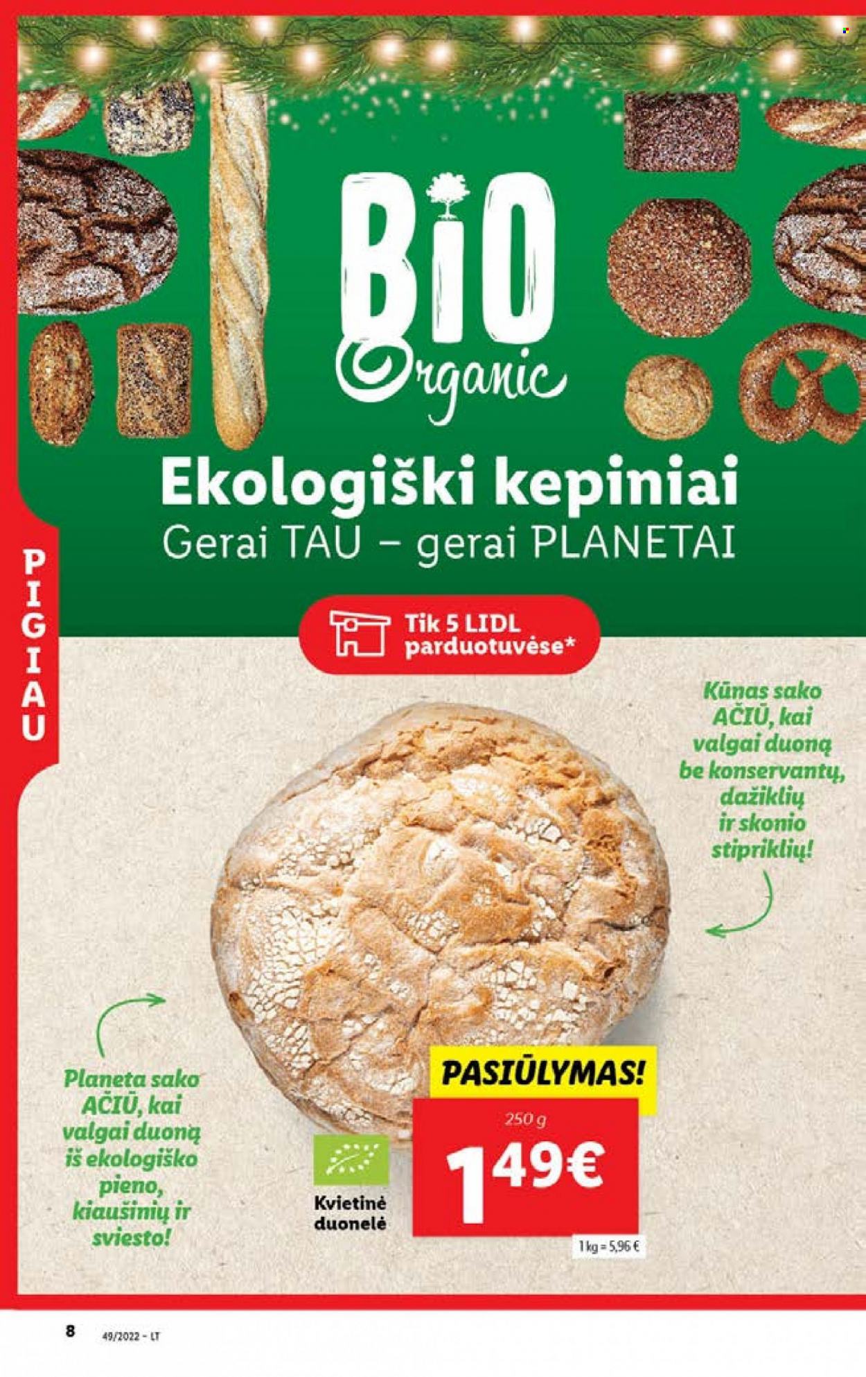 thumbnail - „Lidl“ leidinys - 2022 12 05 - 2022 12 11 - Išpardavimų produktai - duona. 8 puslapis.