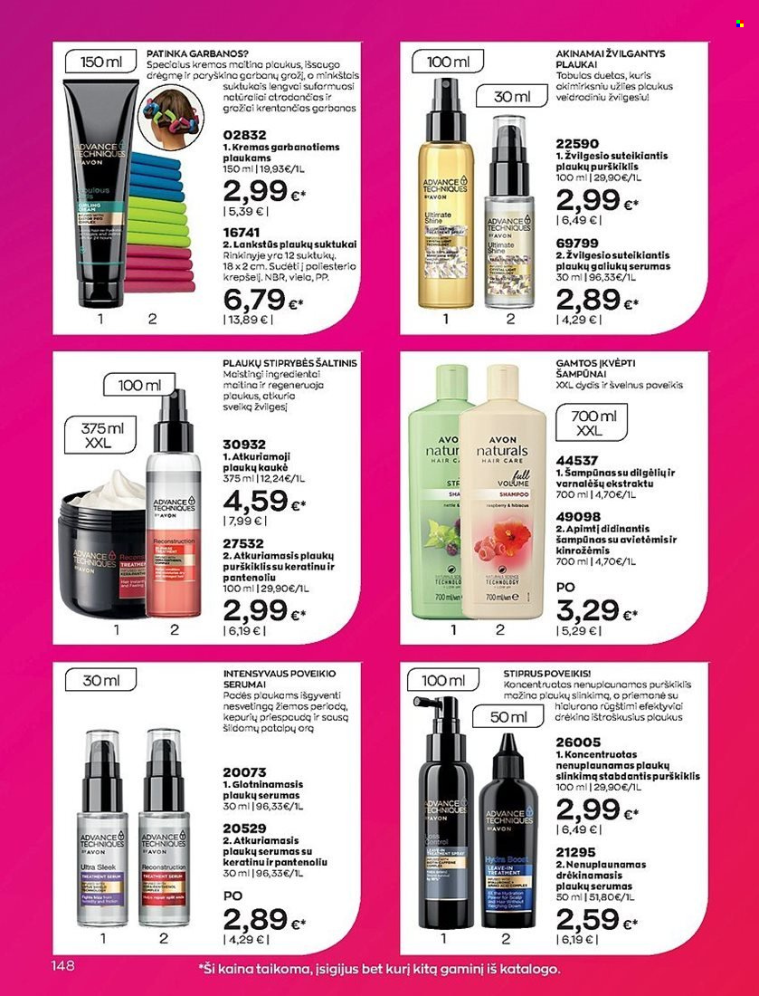 thumbnail - „Avon“ leidinys - 2023 01 01 - 2023 01 31 - Išpardavimų produktai - Avon, shampoo, šampūnas, kremas. 148 puslapis.