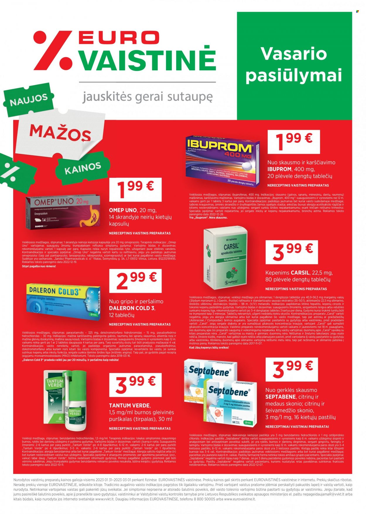 thumbnail - „EUROVAISTINĖ“ leidinys - 2023 01 31 - 2023 03 01 - Išpardavimų produktai - Ibuprom. 1 puslapis.