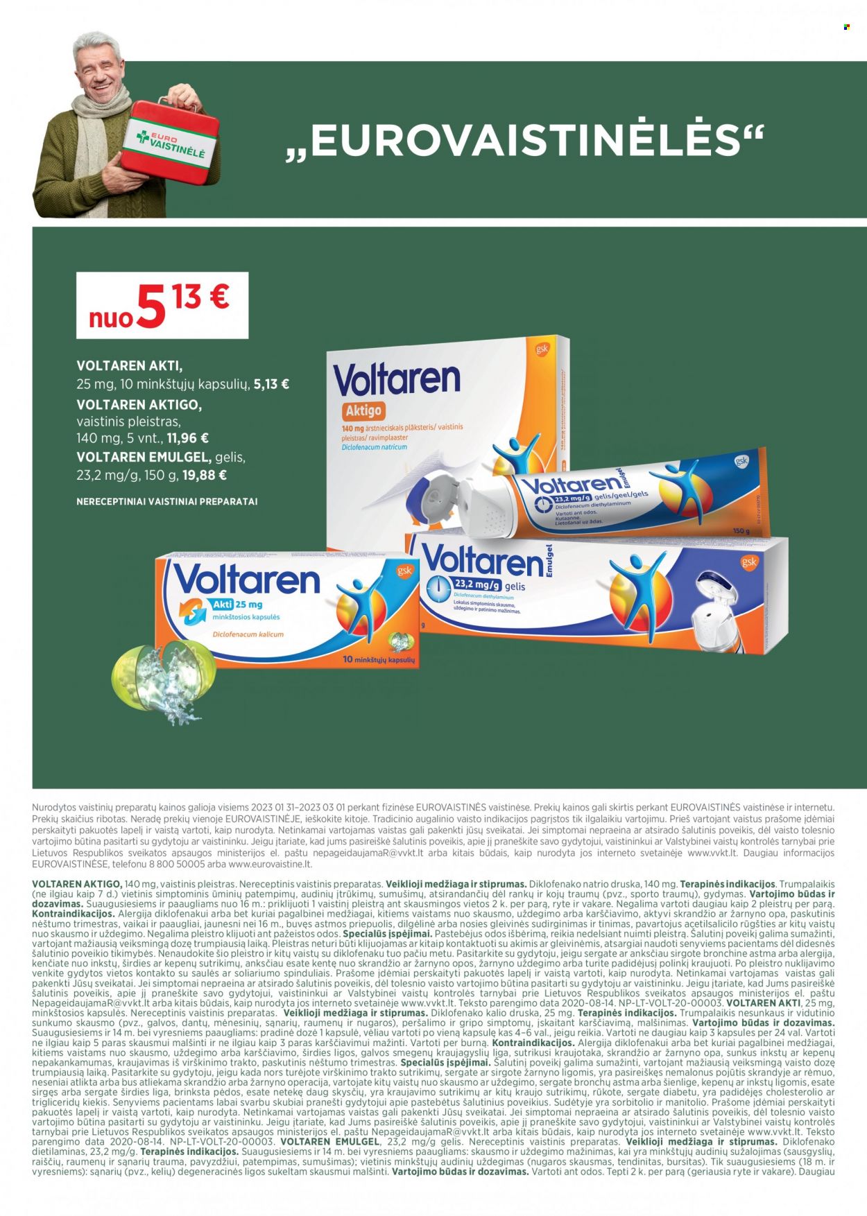 thumbnail - „EUROVAISTINĖ“ leidinys - 2023 01 31 - 2023 03 01 - Išpardavimų produktai - Voltaren. 4 puslapis.