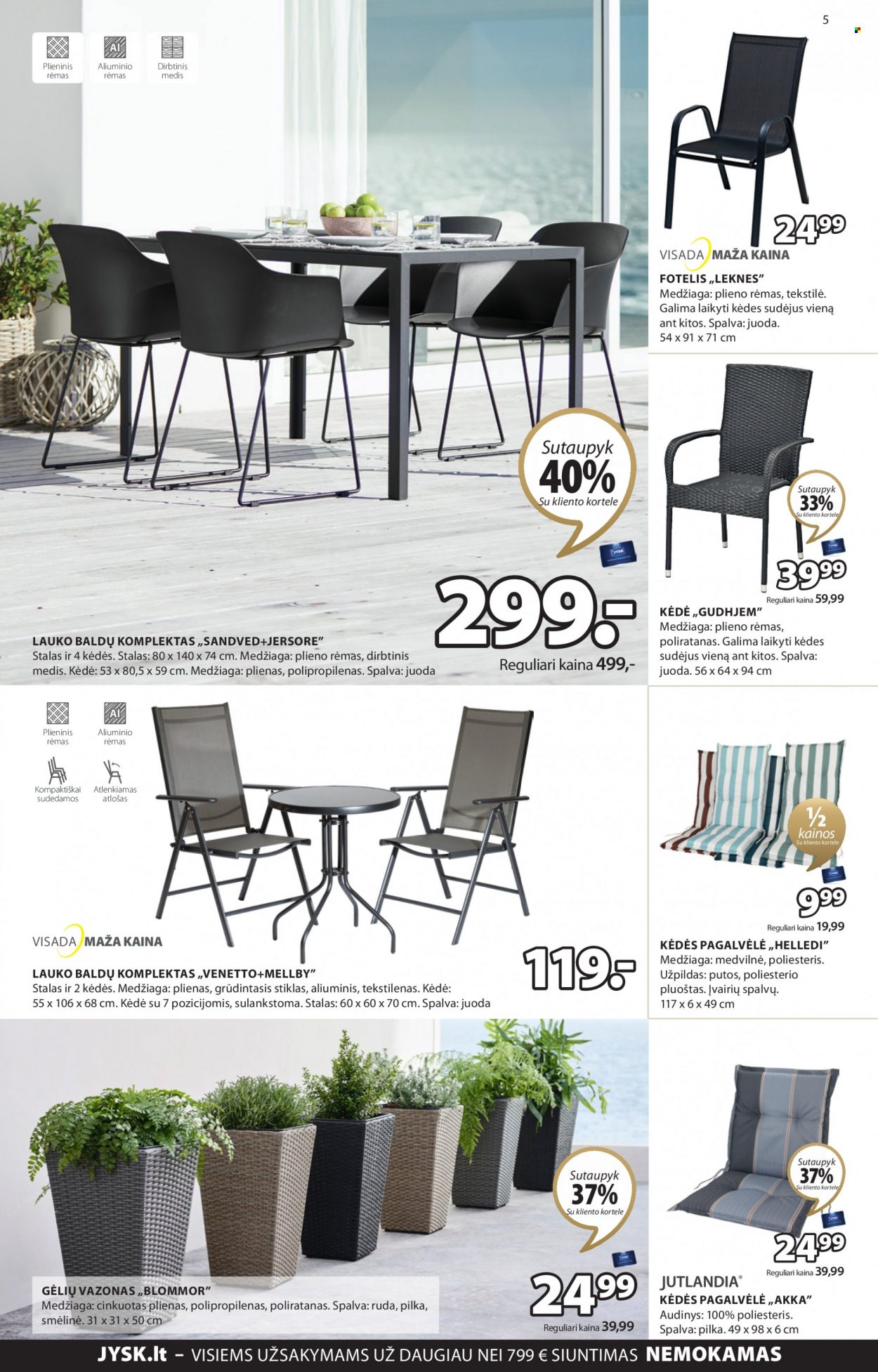 thumbnail - „JYSK“ leidinys - 2023 03 27 - 2023 04 03 - Išpardavimų produktai - foteliai, rėmas, kėdė. 5 puslapis.