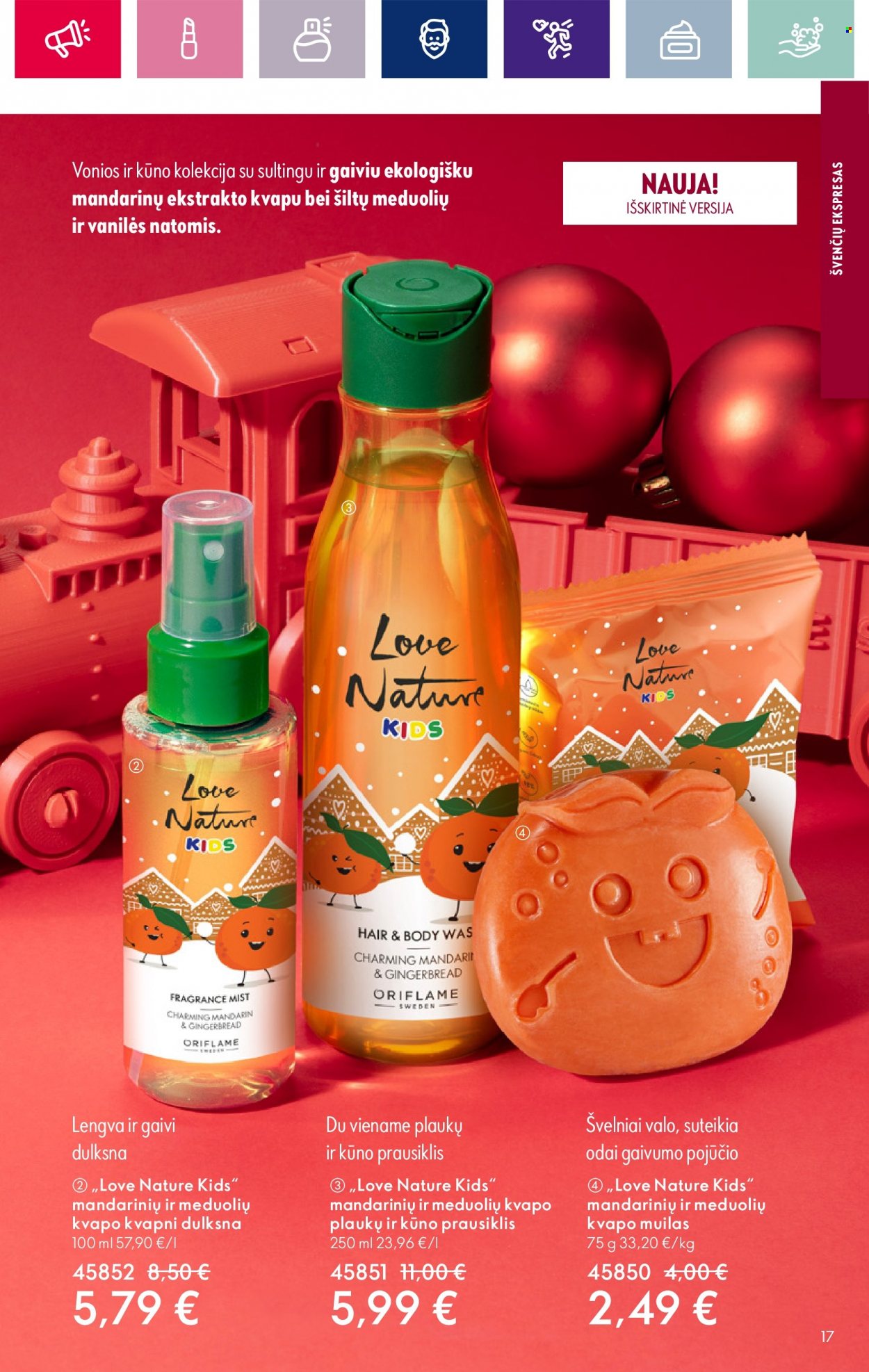 thumbnail - „Oriflame“ leidinys - 2023 11 08 - 2023 11 28 - Išpardavimų produktai - Love Nature. 17 puslapis.