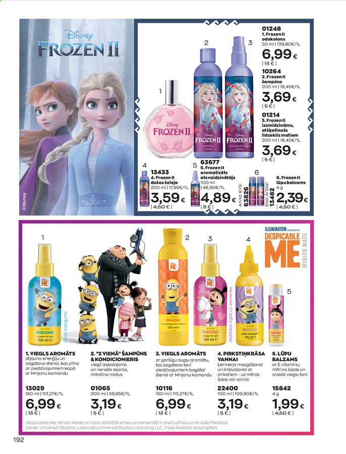thumbnail - Avon buklets - 01.01.2021. - 31.01.2021. - Akcijas preces - Disney, Disney Frozen, balzāms, Avon, dušas želeja, lūpu balzams, šampūns, Minions. 192. lapa.