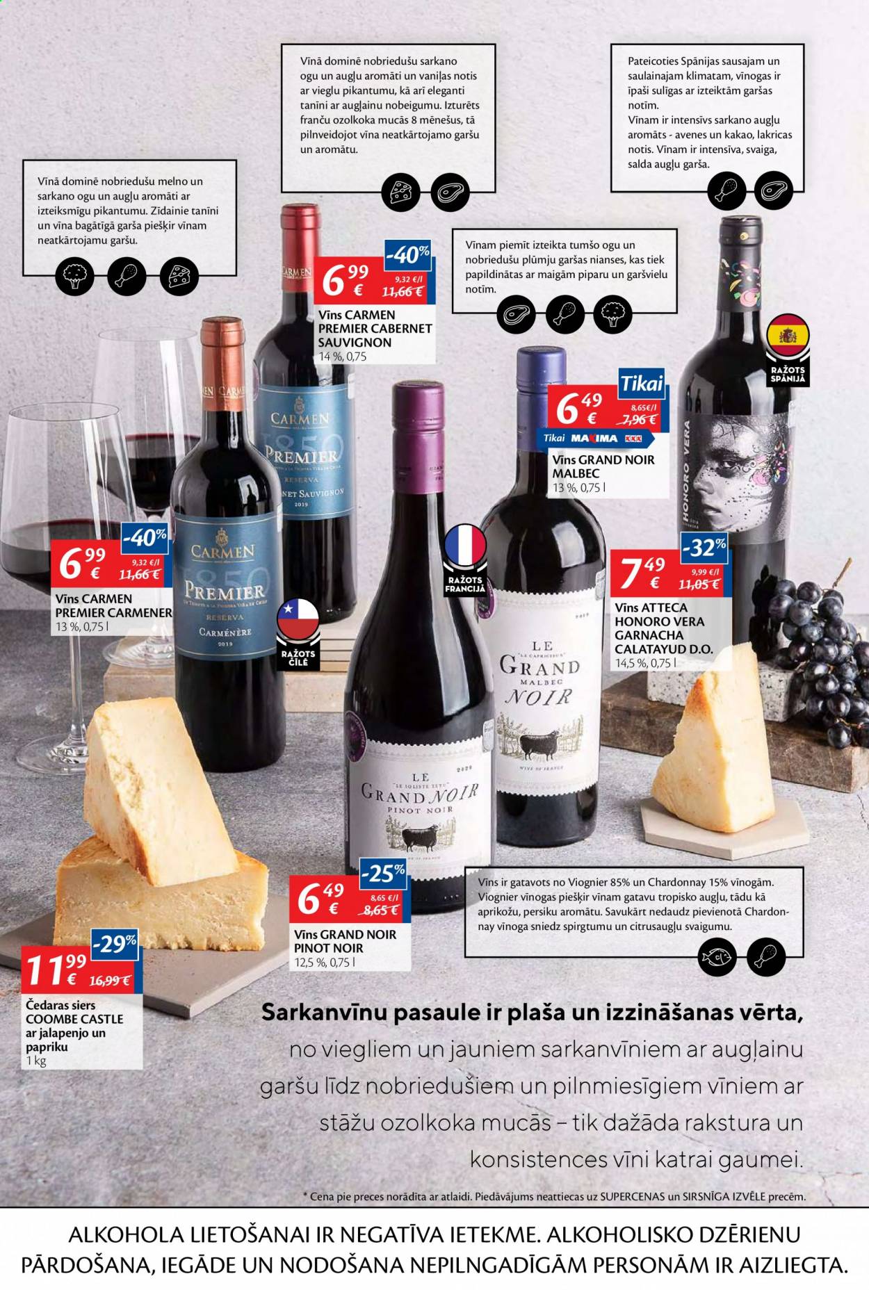 thumbnail - Maxima buklets - 01.04.2021. - 14.04.2021. - Akcijas preces - vinogas, siers, siers čedaras, Cabernet Sauvignon, Chardonnay, Pinot Noir, vīns. 26. lapa.