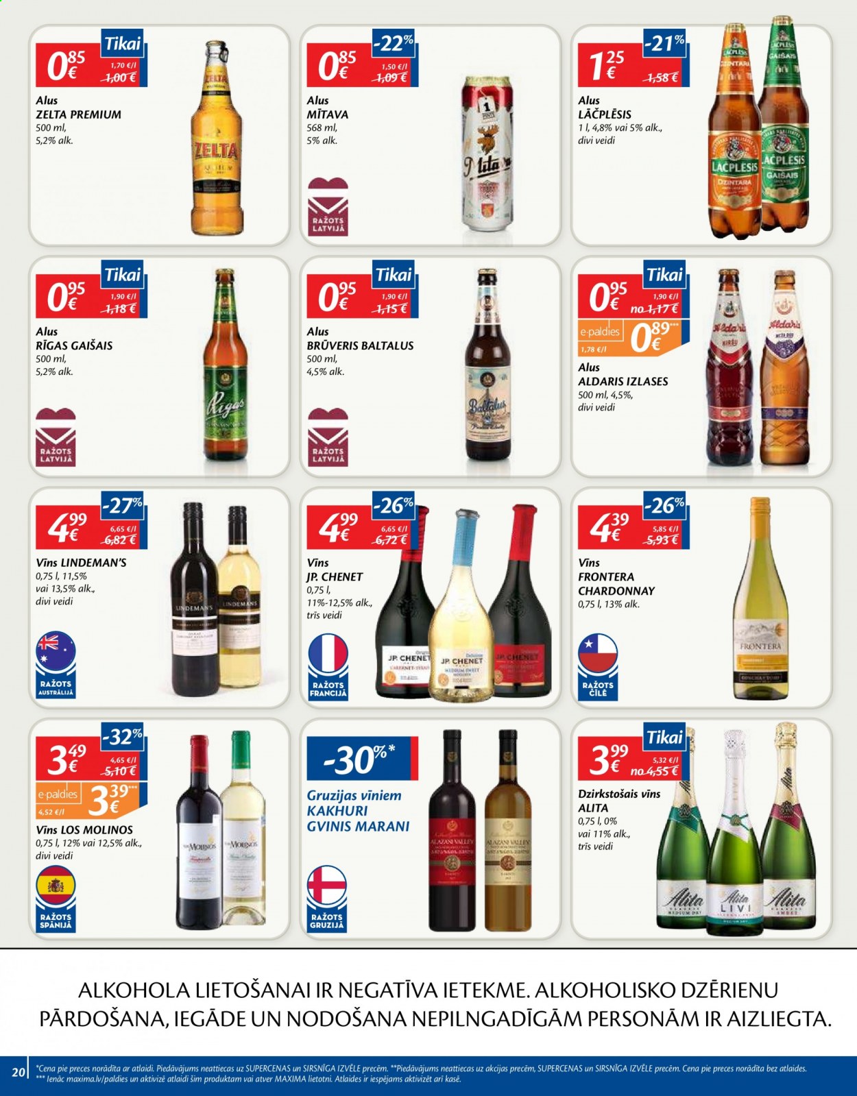 thumbnail - Maxima buklets - 20.04.2021. - 26.04.2021. - Akcijas preces - brūveris, alus, dzirkstošais vīns, Chardonnay, J.P. Chenet, vīns. 20. lapa.