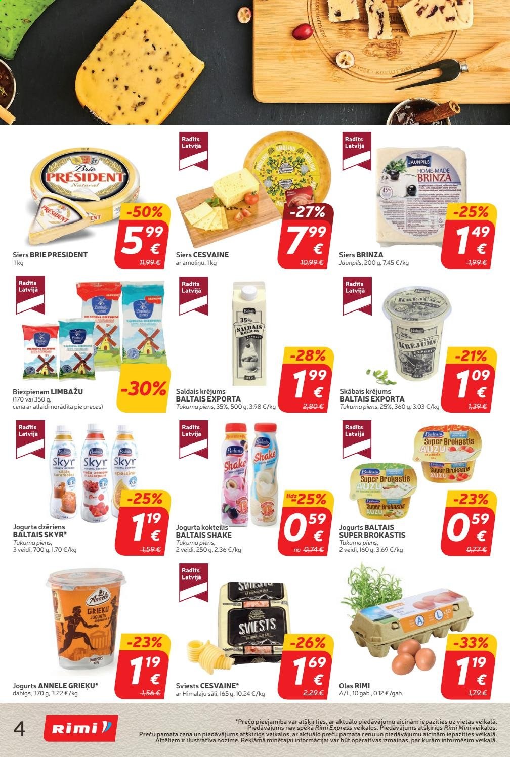 thumbnail - Rimi buklets - 18.05.2021. - 24.05.2021. - Akcijas preces - siers, siers brie, Cesvaine, jogurts, skyr, piens, olas, sviests, skābais krējums, Baltais. 4. lapa.