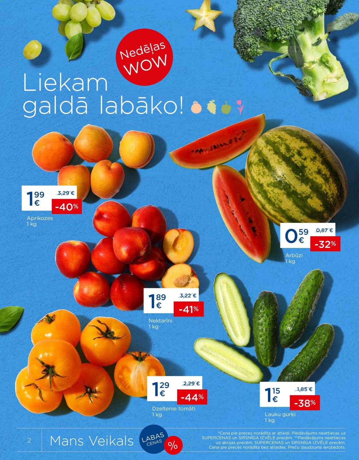 thumbnail - Maxima buklets - 06.07.2021. - 12.07.2021. - Akcijas preces - tomāti, gurķi, aprikozes, nektarīni, arbūzi, lauku gurķi, galda. 2. lapa.