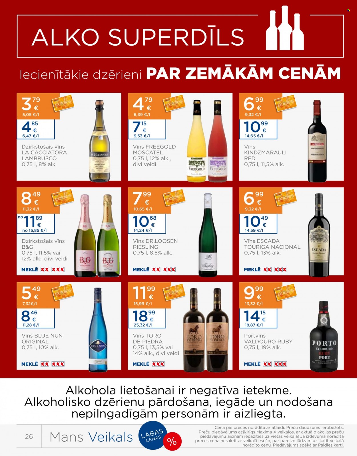 thumbnail - Maxima buklets - 29.11.2022. - 05.12.2022. - Akcijas preces - dzirkstošais vīns, Lambrusco, Riesling, vīns, Escada. 26. lapa.