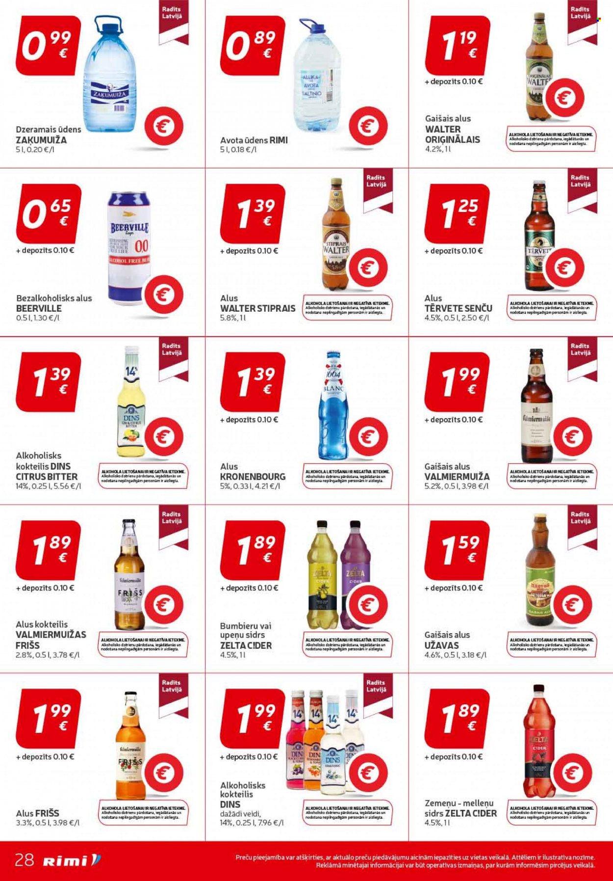 thumbnail - Rimi buklets - Akcijas preces - bezalkoholisks alus, gaišais alus, sidrs, Tērvetes Senču, alus. 28. lapa.
