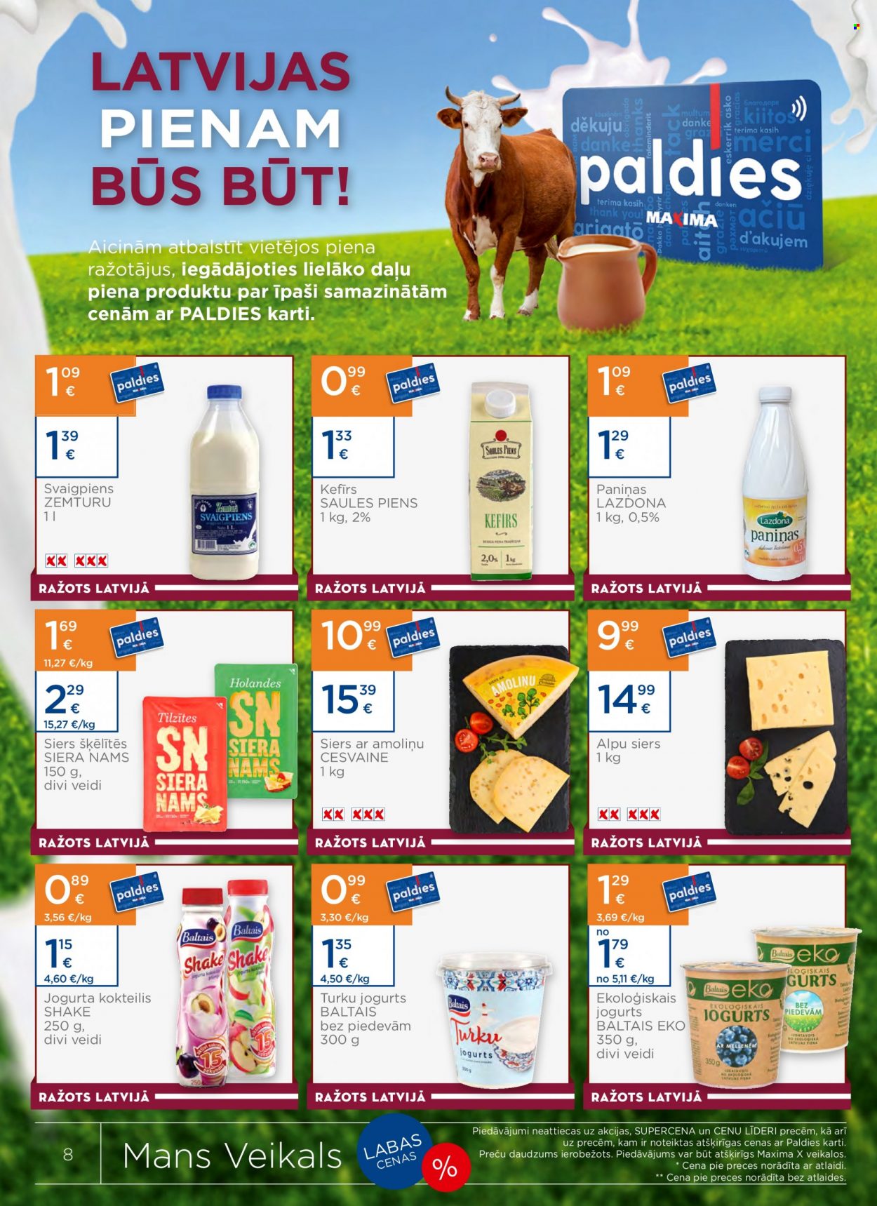 thumbnail - Maxima buklets - 28.03.2023. - 03.04.2023. - Akcijas preces - siers, Cesvaine, jogurts, kefīrs, piens, Baltais. 8. lapa.
