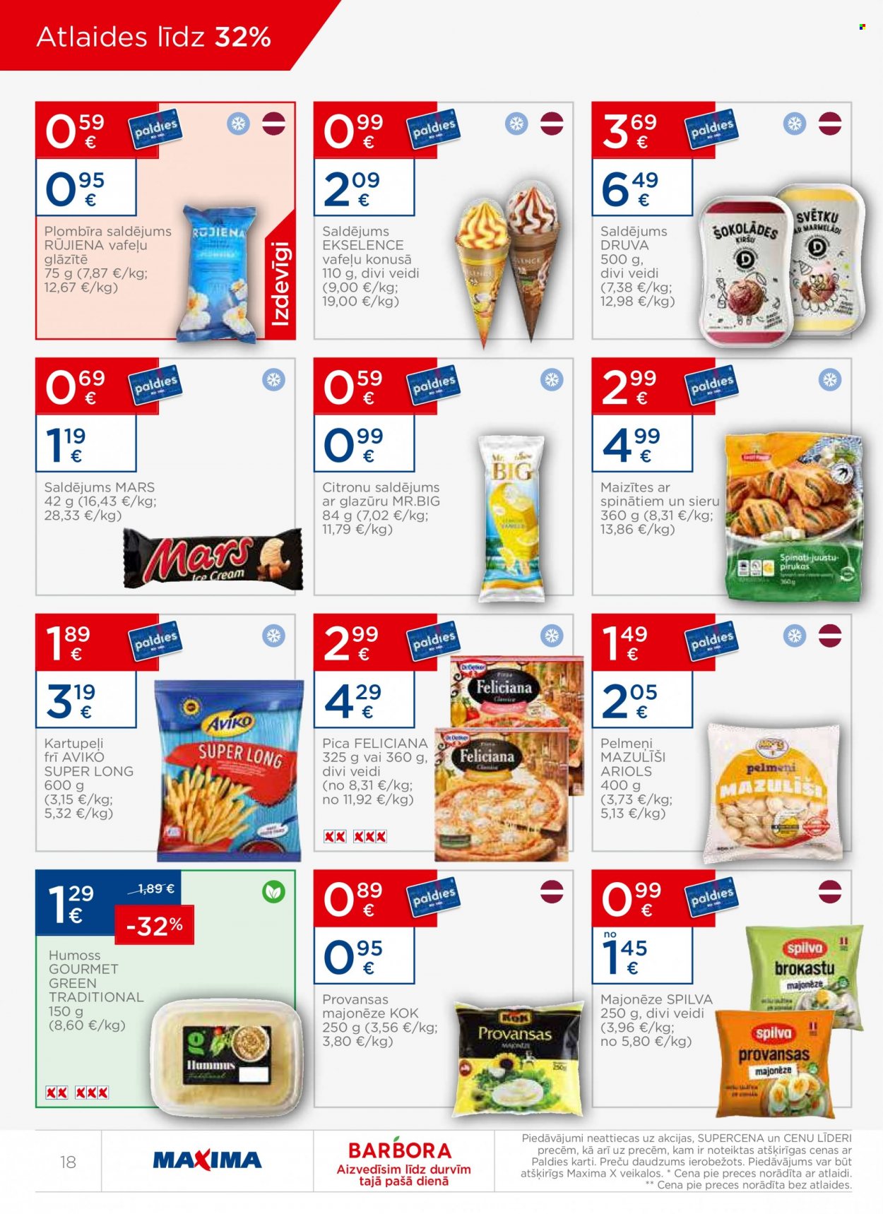 thumbnail - Maxima buklets - 21.11.2023. - 27.11.2023. - Akcijas preces - maizīte, kartupeļi, citronu, pelmeņi, Rūjiena, saldējums, Aviko, picām. 18. lapa.