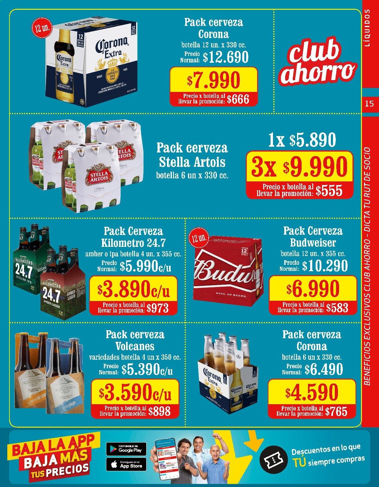 thumbnail - Catálogo Unimarc - 06.01.2021 - 09.02.2021 - Ventas - Budweiser, Stella Artois, Corona, cerveza. Página 15.