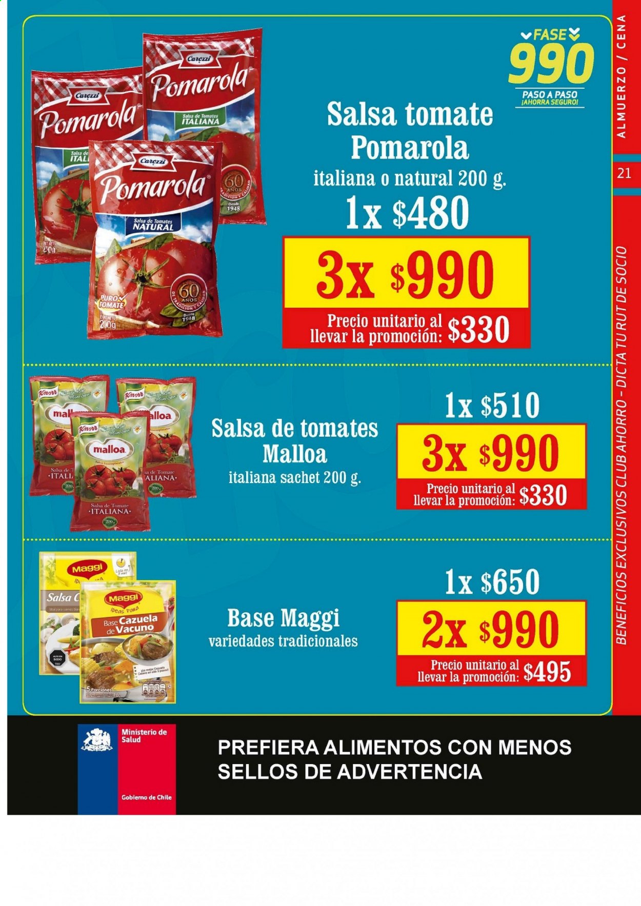 thumbnail - Catálogo Unimarc - 10.02.2021 - 09.03.2021 - Ventas - Knorr, Maggi, salsa, salsa de tomate. Página 21.