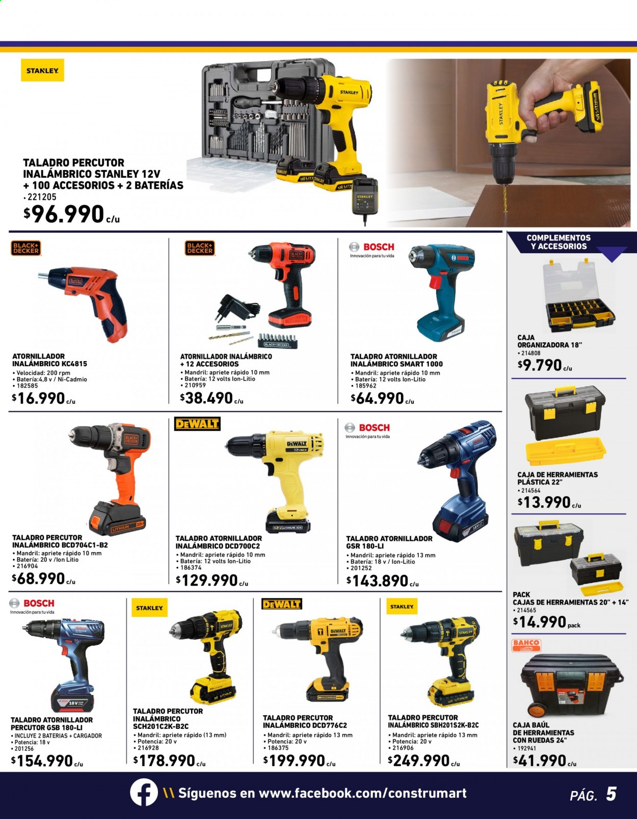 thumbnail - Catálogo Construmart - 01.03.2021 - 21.03.2021 - Ventas - atornillador, taladro, taladro percutor, caja de herramientas. Página 5.