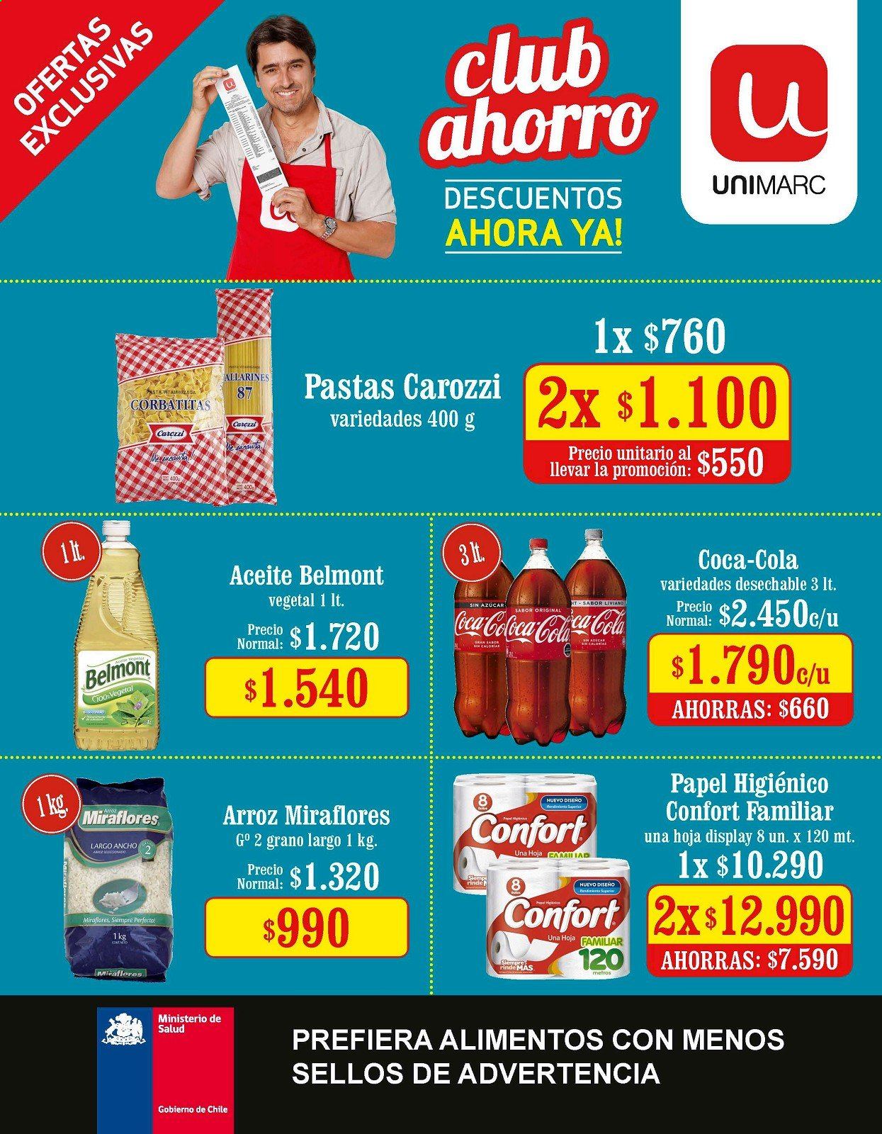 thumbnail - Catálogo Unimarc - 10.03.2021 - 06.04.2021 - Ventas - pasta, arroz, aceite, Coca-cola, papel higienico. Página 1.