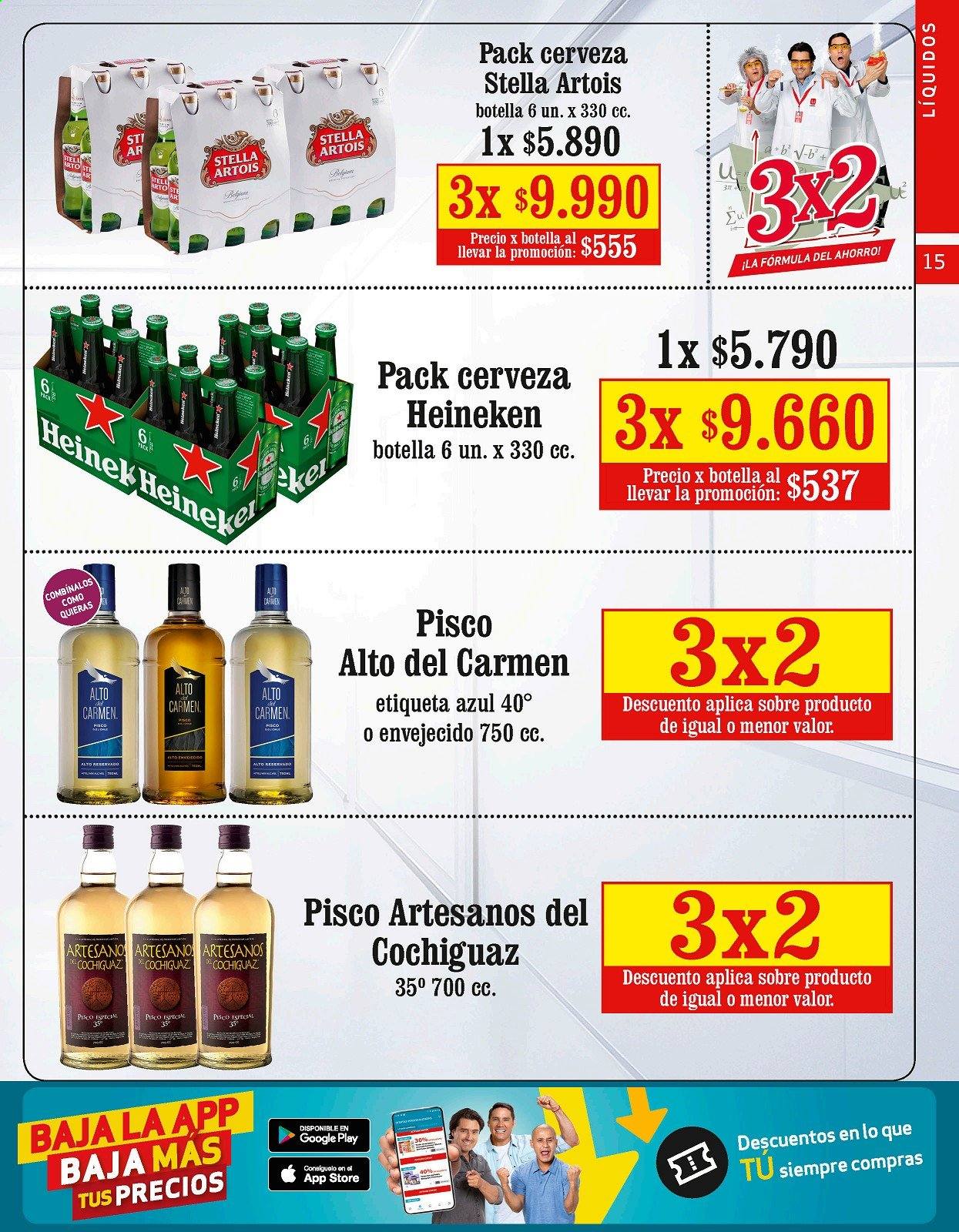thumbnail - Catálogo Unimarc - 07.04.2021 - 11.05.2021 - Ventas - Heineken, Stella Artois, cerveza. Página 15.