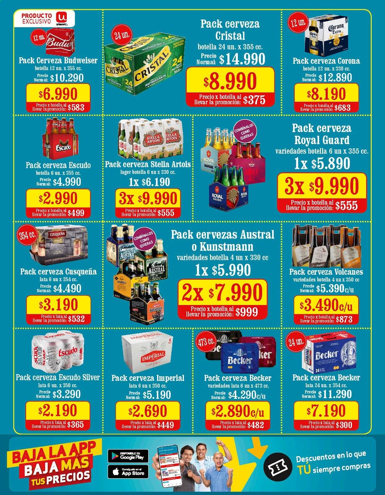 thumbnail - Catálogo Unimarc - 12.05.2021 - 15.06.2021 - Ventas - Budweiser, Stella Artois, Corona, cerveza Cristal, cerveza Imperial, cerveza. Página 17.