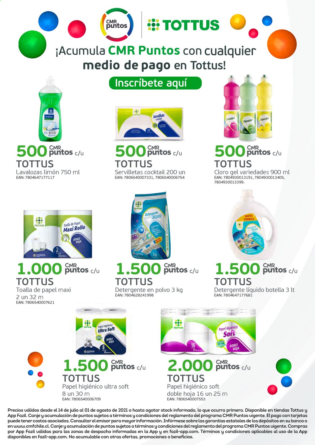 thumbnail - Catálogo Tottus - 14.07.2021 - 01.08.2021 - Ventas - papel higienico, servilleta, detergente, detergente en polvo, toalla de baño, cloro. Página 14.