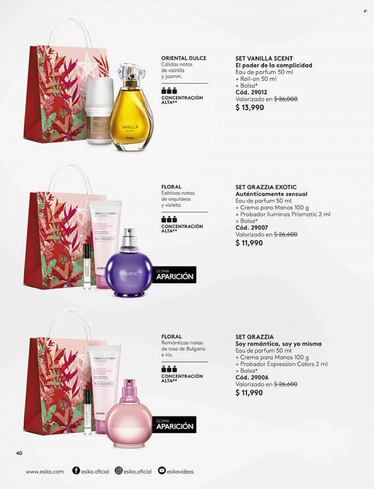 thumbnail - Catálogo Ésika - Ventas - crema, desodorante de bola, perfume, crema de manos, bolso. Página 44.