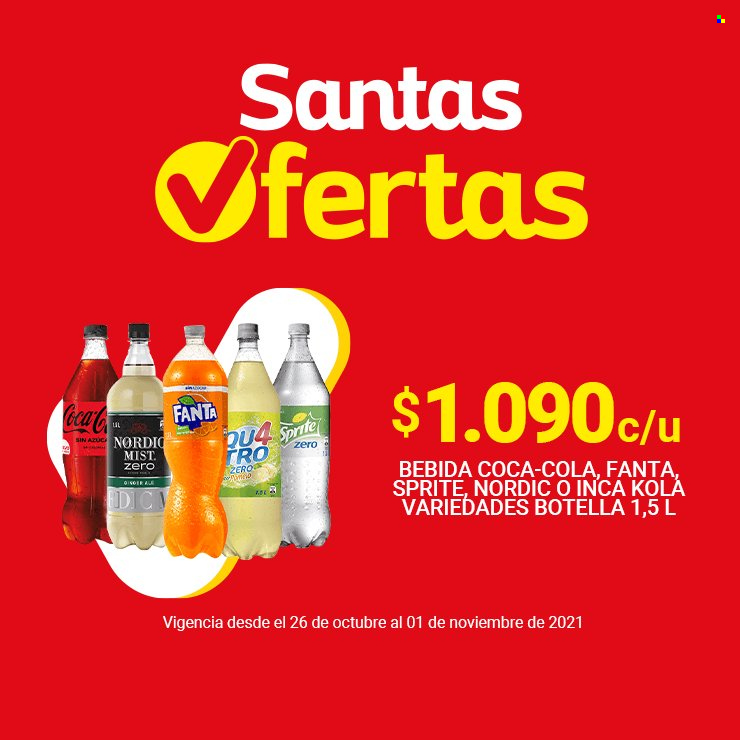 thumbnail - Catálogo Santa Isabel - 26.10.2021 - 01.11.2021 - Ventas - bebida, Coca-cola, Fanta, Sprite. Página 4.
