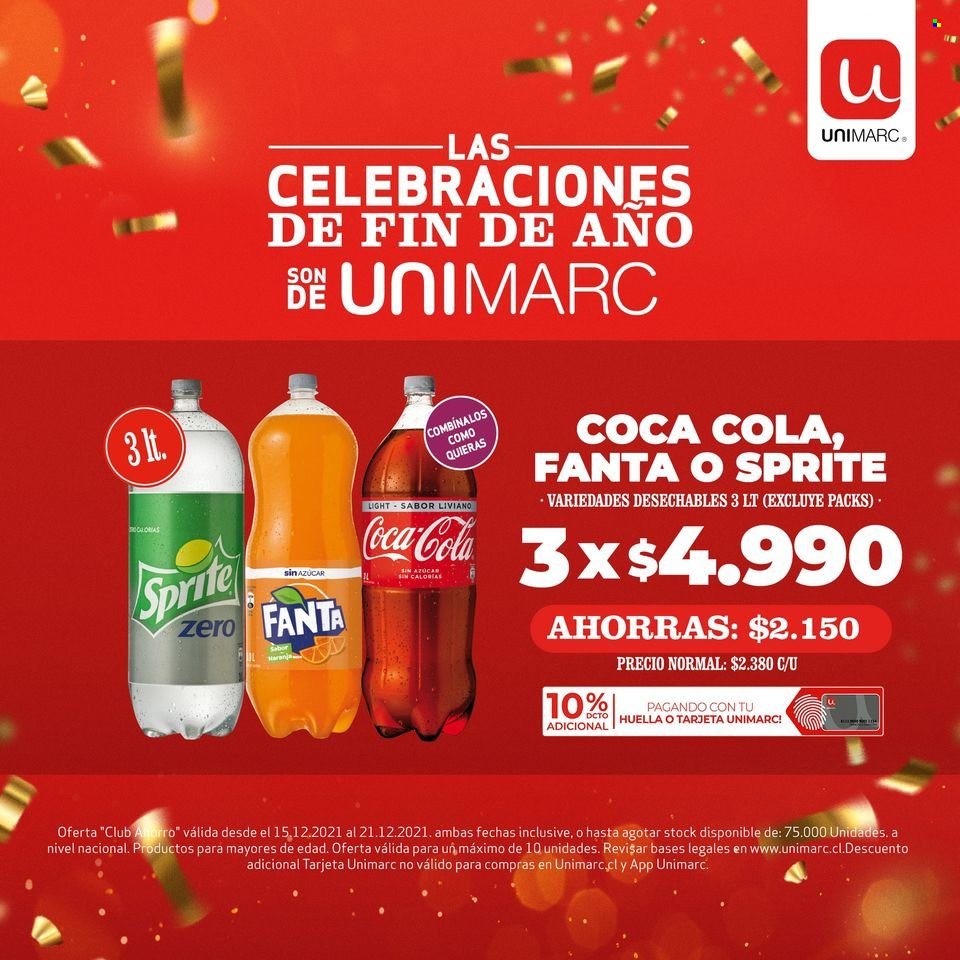 thumbnail - Catálogo Unimarc - 15.12.2021 - 21.12.2021 - Ventas - Coca-cola, Fanta, Sprite. Página 1.