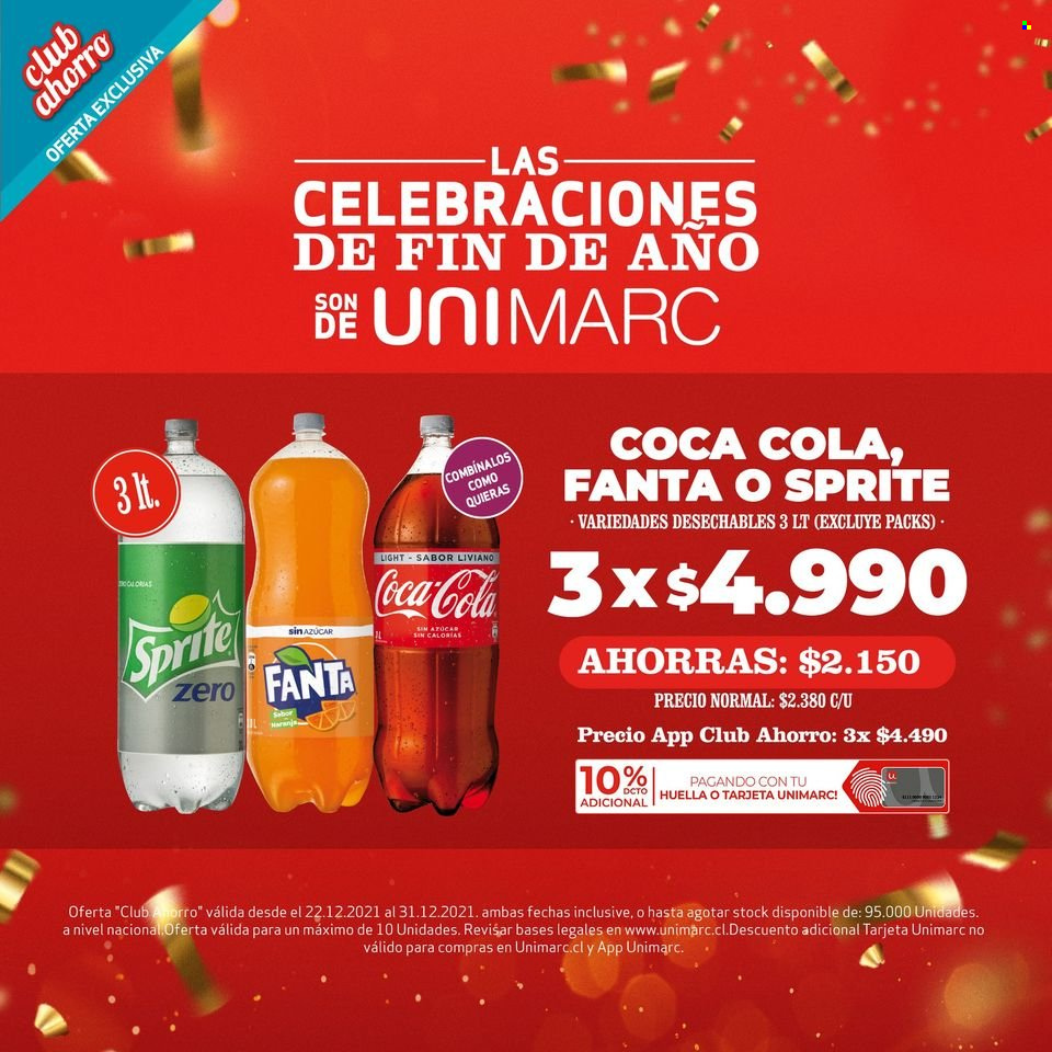 thumbnail - Catálogo Unimarc - 22.12.2021 - 31.12.2021 - Ventas - Coca-cola, Fanta, Sprite. Página 1.