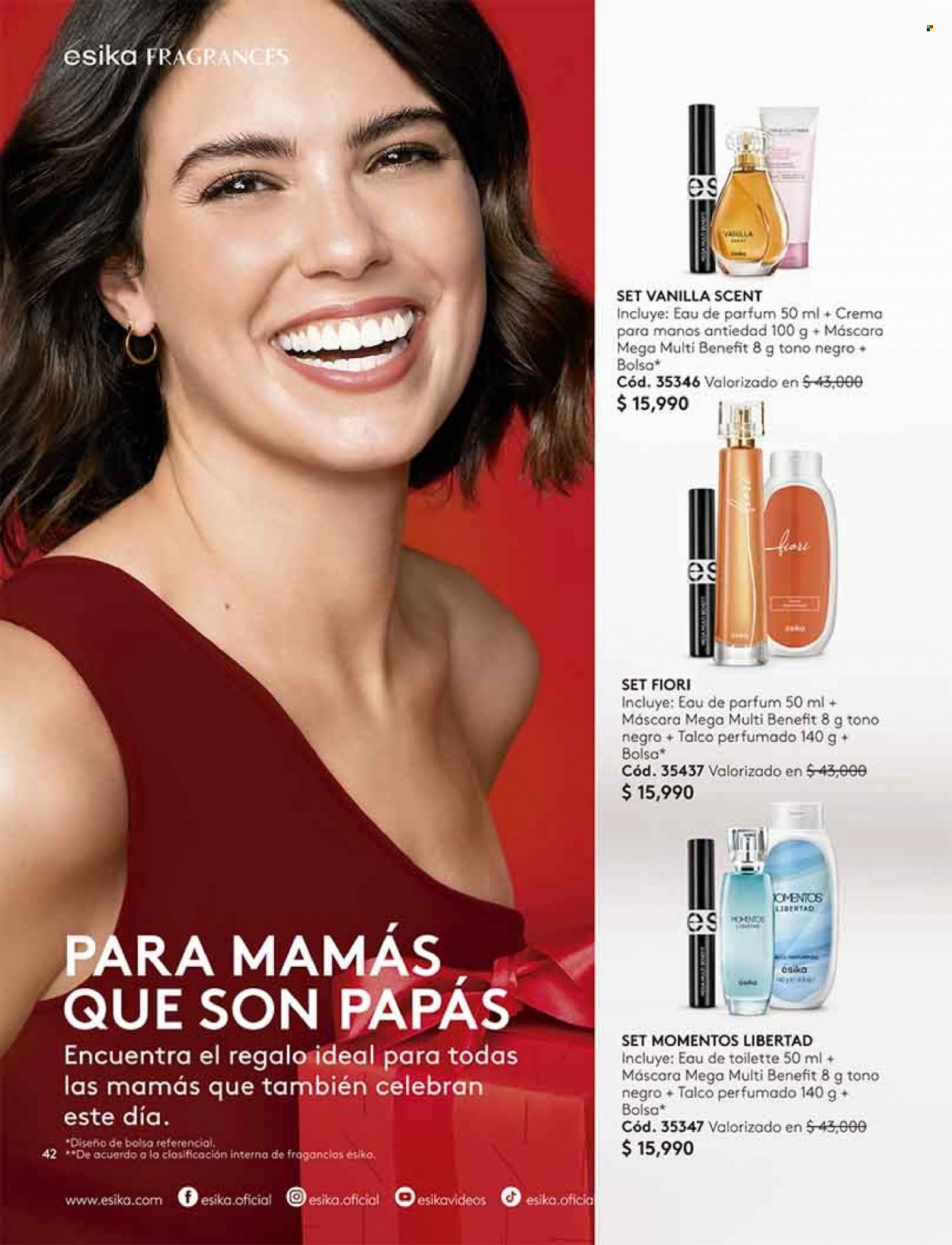 thumbnail - Catálogo Ésika - Ventas - máscara de pestañas, crema, perfume, eau de toilette, crema de manos. Página 42.
