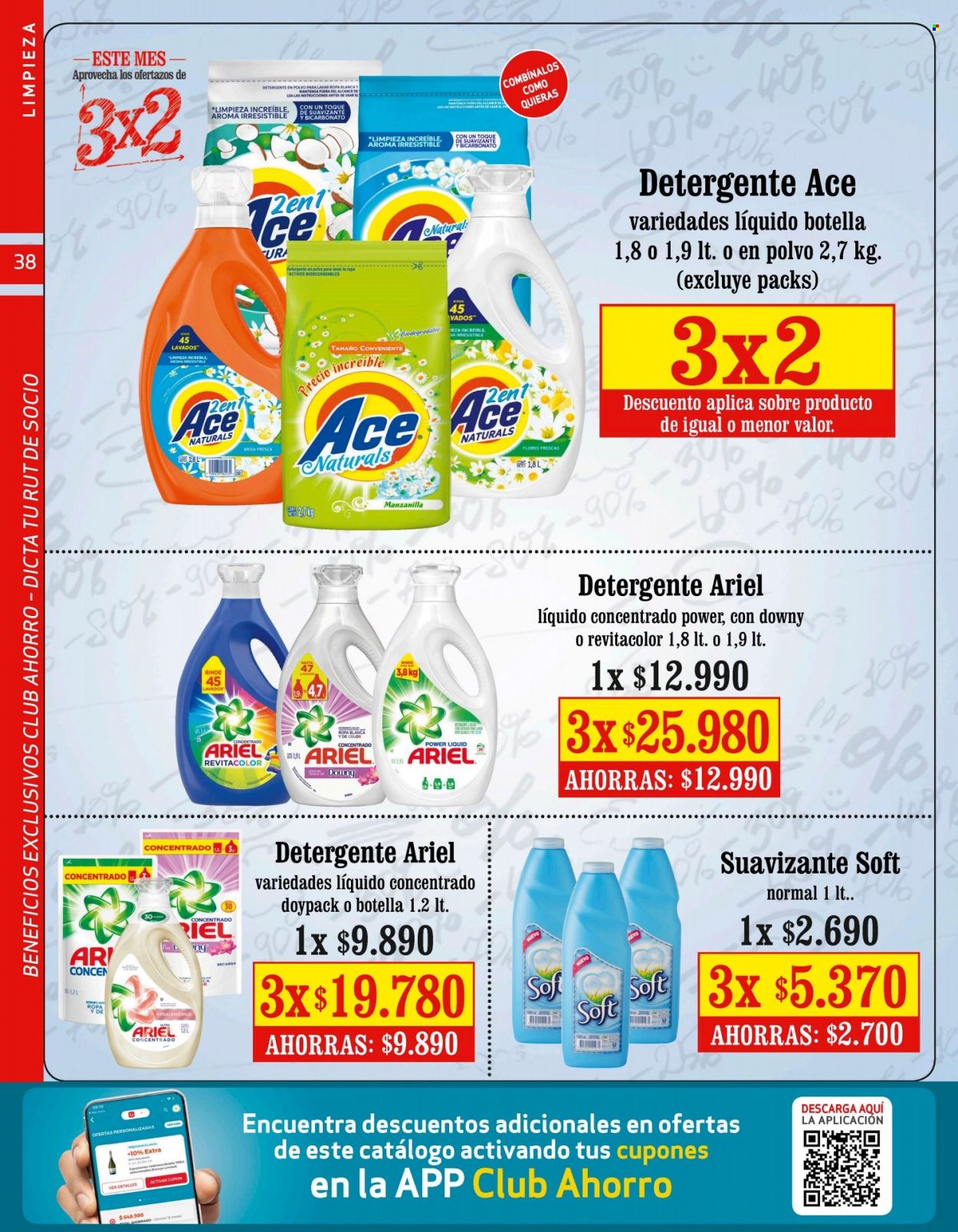 thumbnail - Catálogo Unimarc - 15.06.2022 - 12.07.2022 - Ventas - Ariel, detergente, suavizante, detergente en polvo. Página 38.