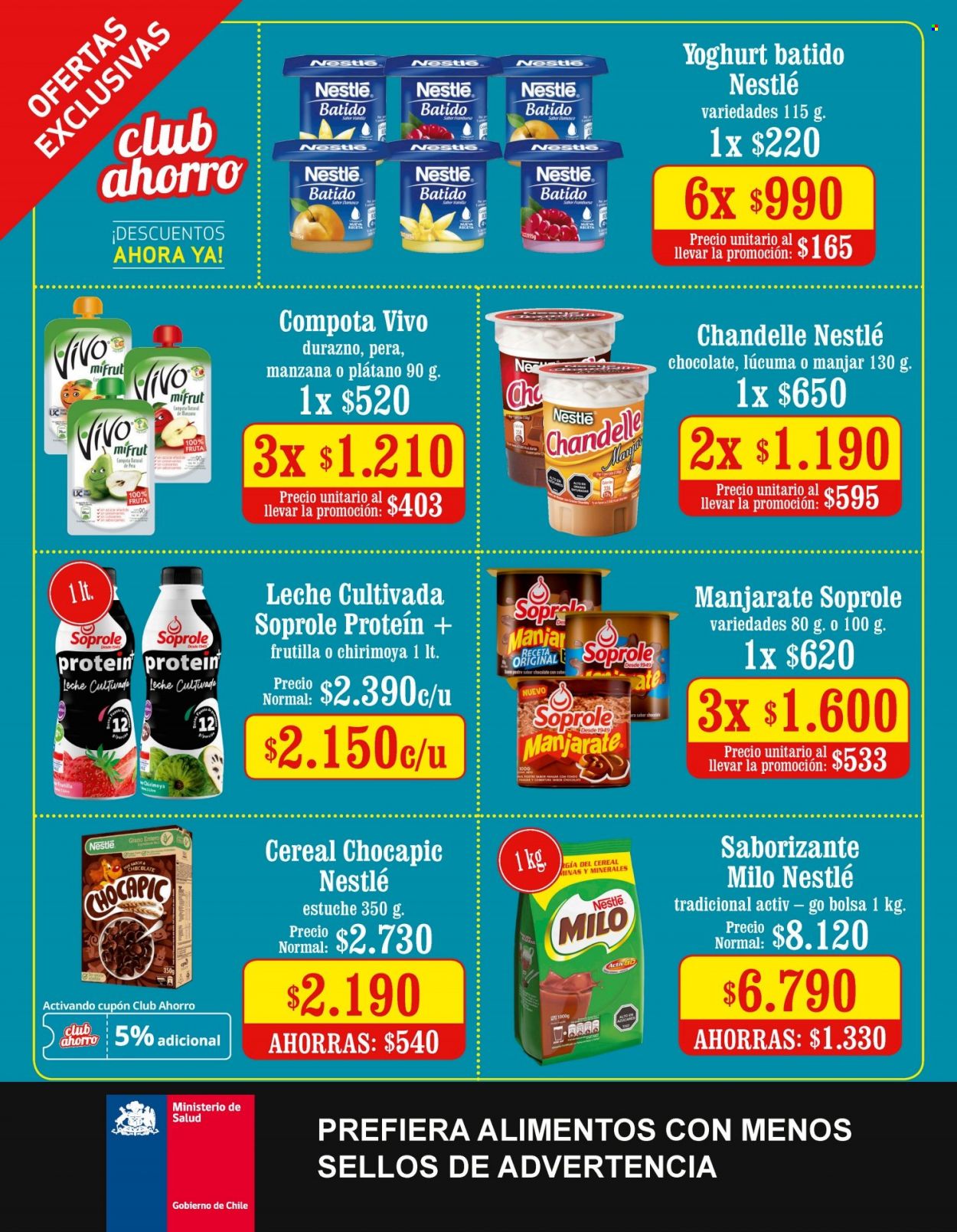 thumbnail - Catálogo Unimarc - 15.06.2022 - 12.07.2022 - Ventas - pera, chirimoya, durazno, yogur batido, Nestlé, leche, cereales, Chocapic. Página 14.
