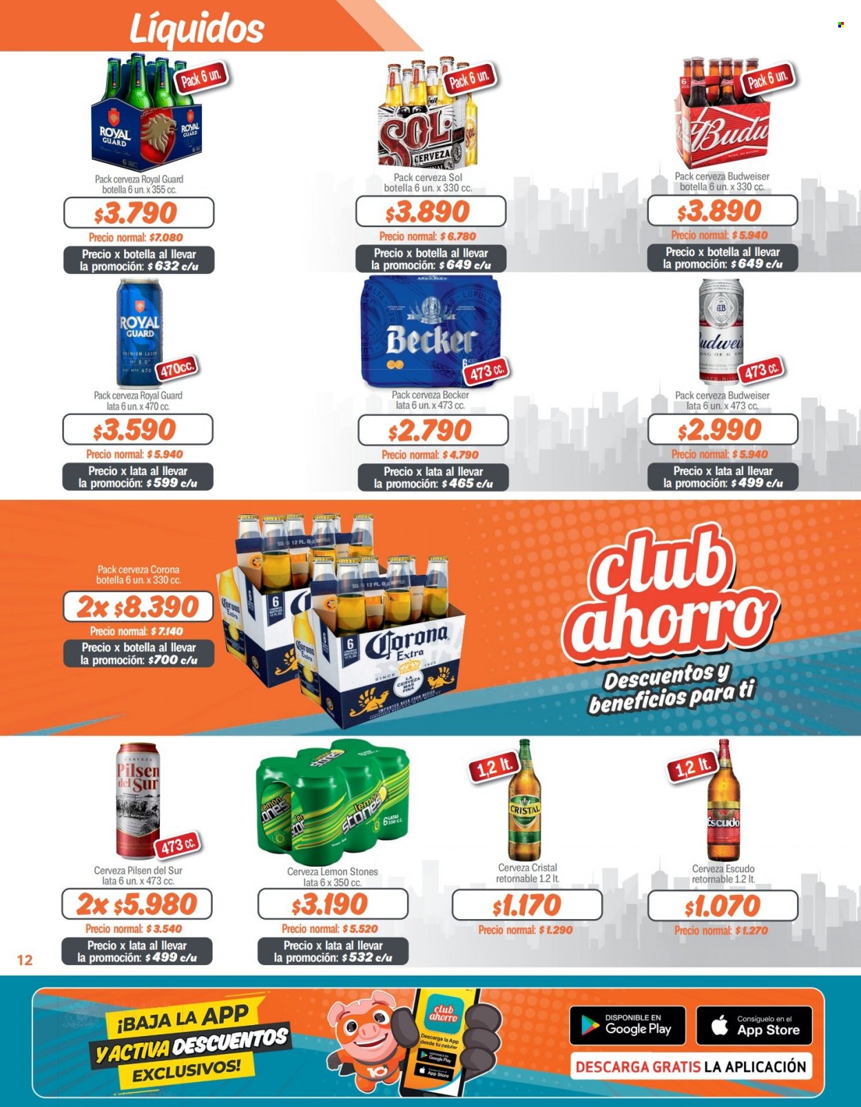 thumbnail - Catálogo Mayorista 10 - 15.06.2022 - 12.07.2022 - Ventas - Budweiser, Corona, Pilsen, cerveza Cristal, cerveza. Página 12.