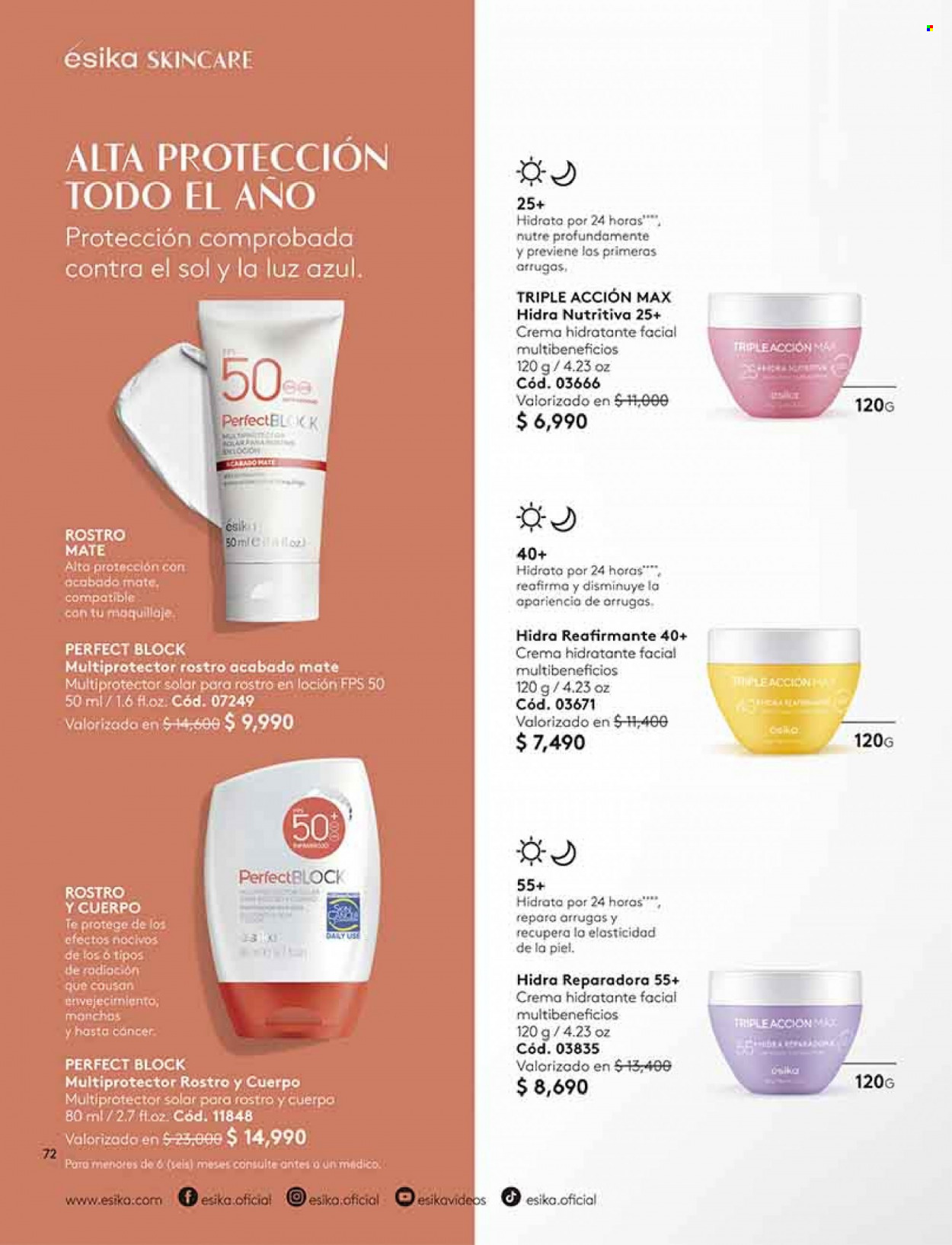 thumbnail - Catálogo Ésika - Ventas - loción, crema, crema facial, crema hidratante. Página 72.