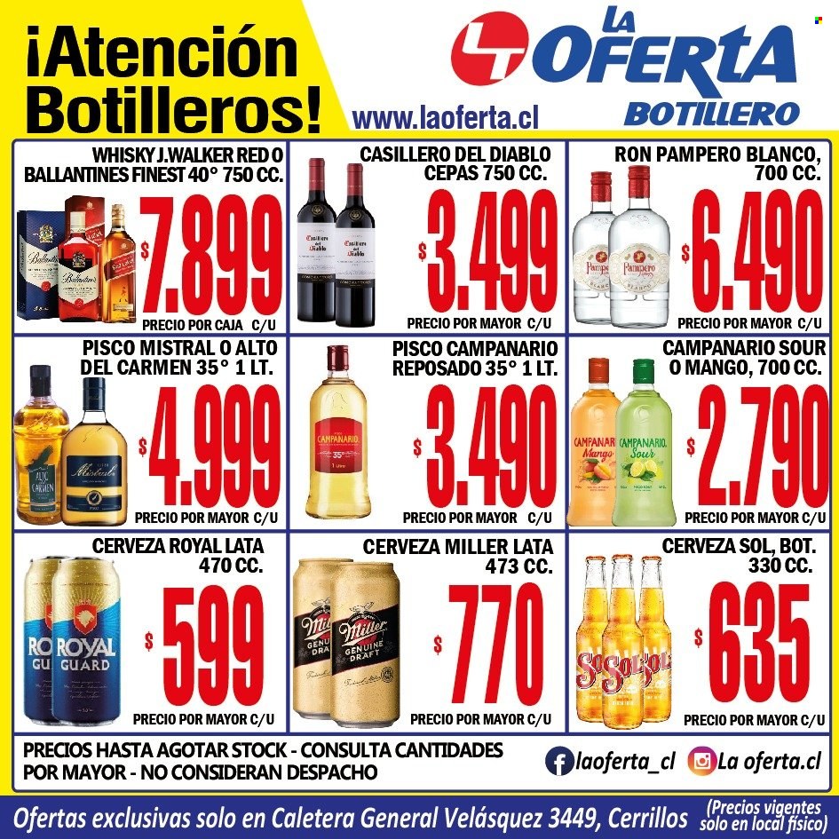 thumbnail - Catálogo La Oferta - 04.07.2022 - 09.07.2022 - Ventas - cerveza, Casillero del Diablo, ron, Ballantine's, whisky. Página 1.