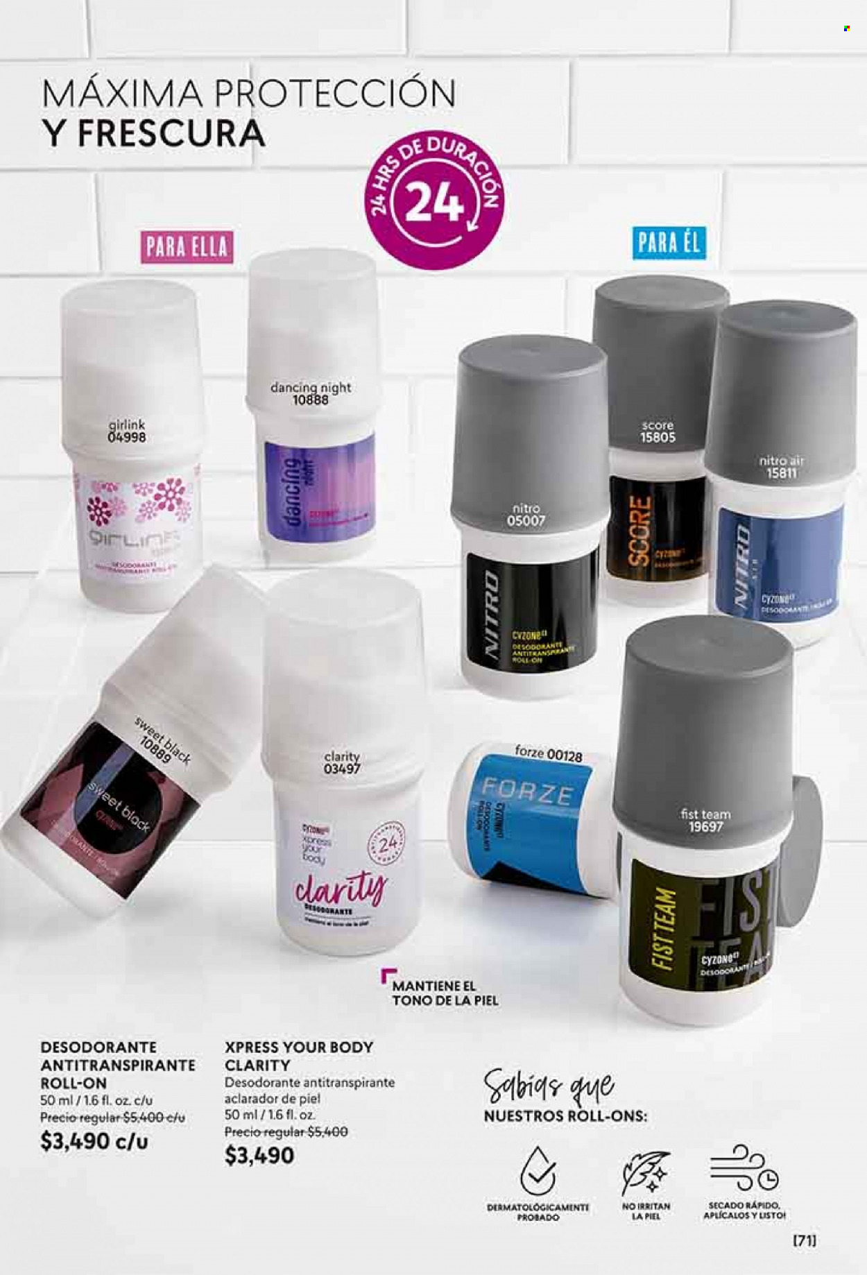 thumbnail - Catálogo Cyzone - Ventas - desodorante de bola, desodorante, antitranspirante. Página 71.