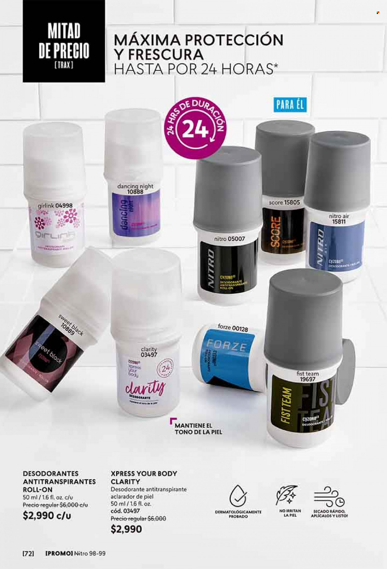 thumbnail - Catálogo Cyzone - Ventas - desodorante de bola, desodorante, antitranspirante. Página 72.