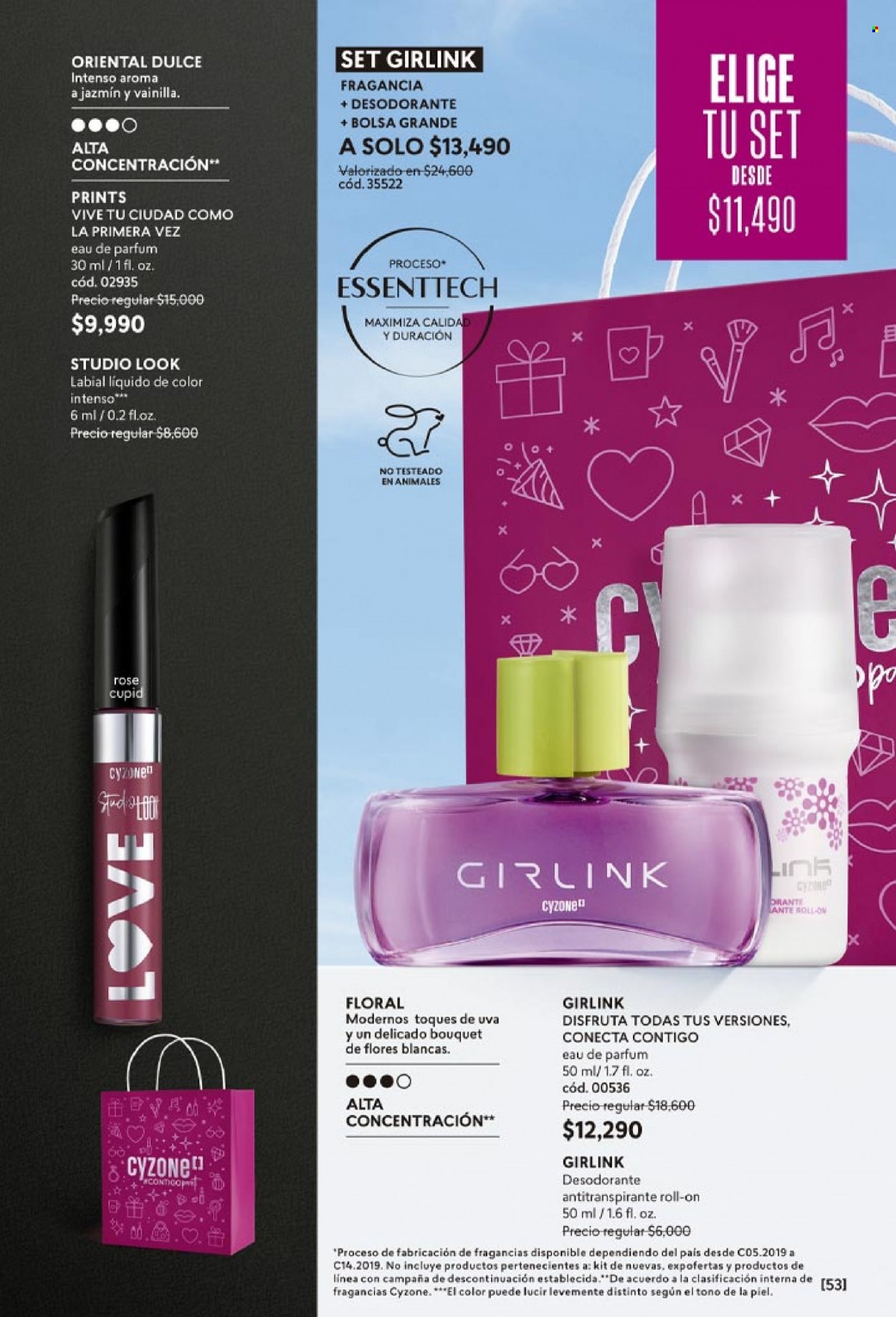 thumbnail - Catálogo Cyzone - Ventas - labial líquido, labial, desodorante de bola, perfume, antitranspirante. Página 53.