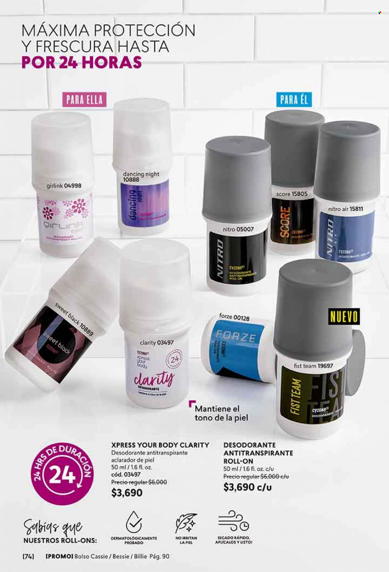 thumbnail - Catálogo Cyzone - Ventas - desodorante de bola, desodorante, antitranspirante, bolso. Página 74.