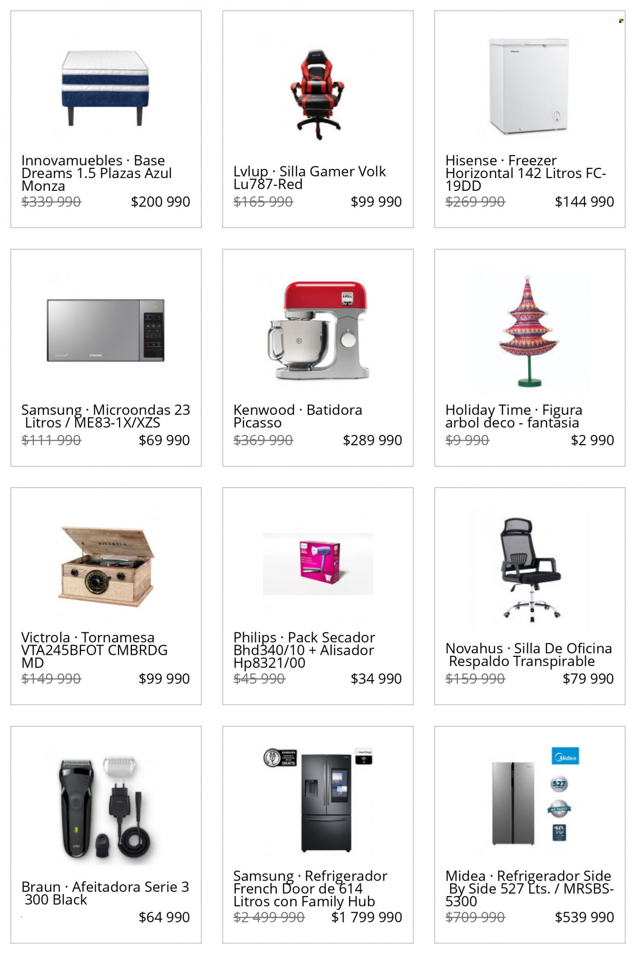 thumbnail - Catálogo Lider - Ventas - Philips, secador, Samsung, Hisense, silla gamer, frigorífico, congelador, microondas, Braun, Kenwood, batidora, afeitadora. Página 3.