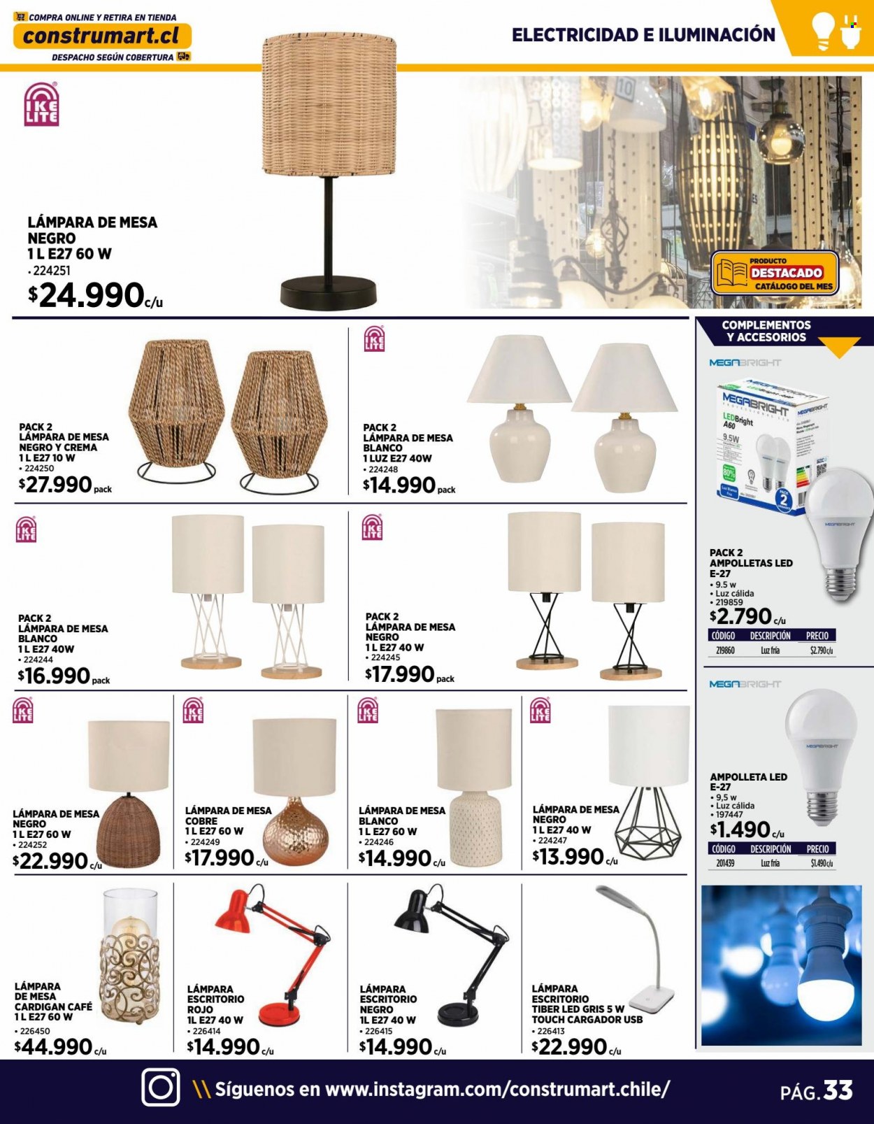 thumbnail - Catálogo Construmart - 06.03.2023 - 26.03.2023 - Ventas - lámpara, lámpara de mesa, iluminación, cargador. Página 33.