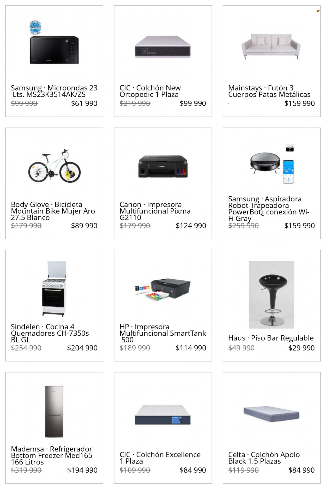 thumbnail - Catálogo Lider - Ventas - Hewlett Packard, Samsung, Celta, robot, Canon, frigorífico, congelador, microondas, aspirador, impresora, Pixma. Página 9.