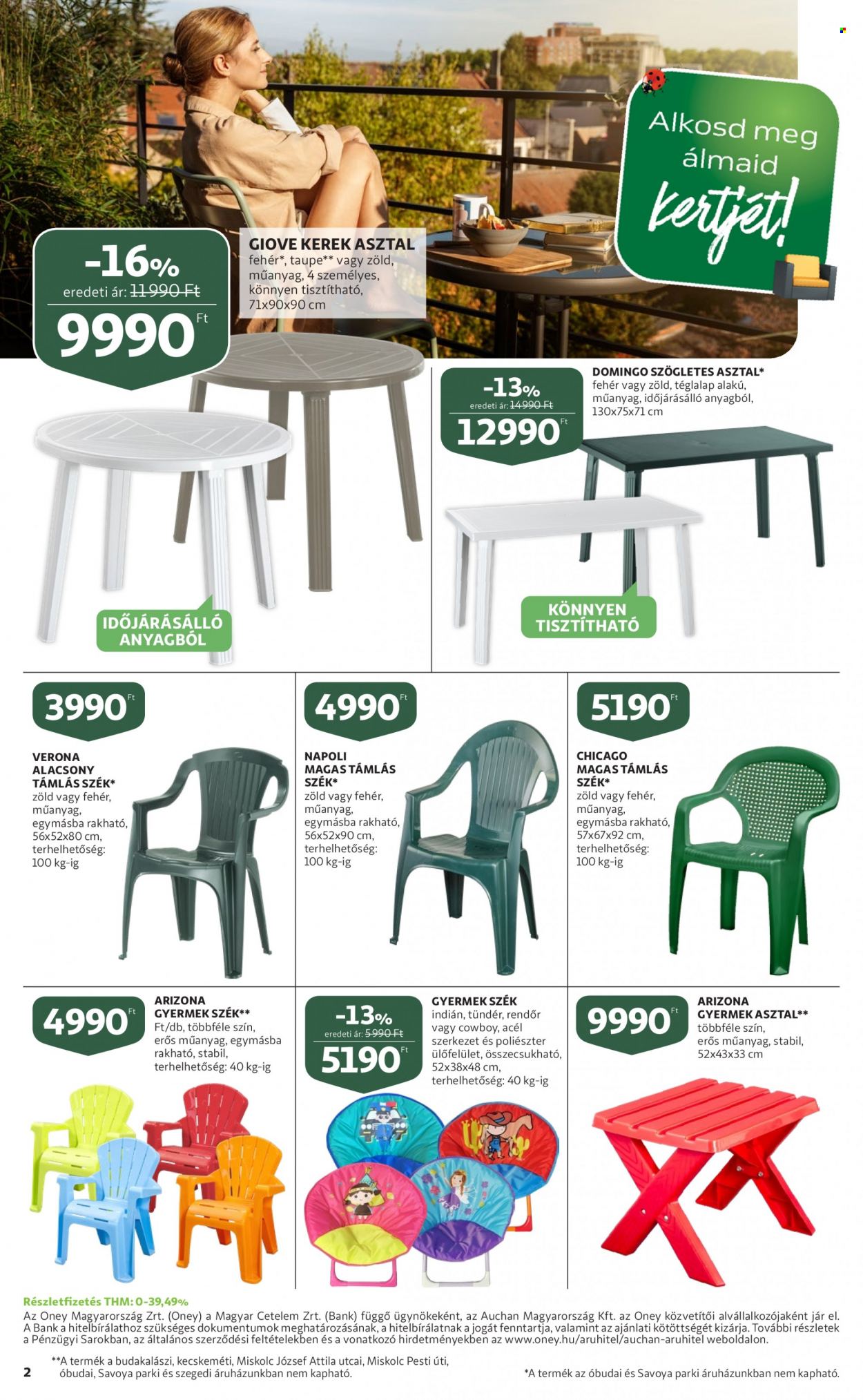 thumbnail - Auchan akciós újsága  - 2023.03.23 - 2023.04.19 - Akciós termékek - szék, asztal.  2. Oldal