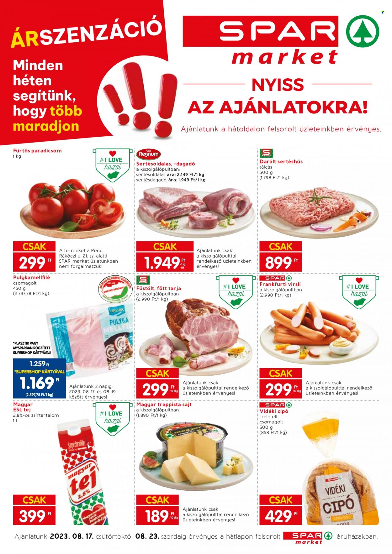 SPAR market akciós újságok - 2023.08.17 - 2023.08.23. Oldal 1