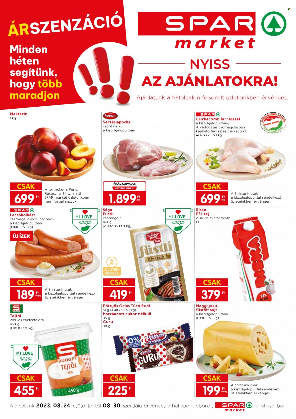 SPAR market akciós újságok - 2023.08.24 - 2023.08.30. Oldal 1