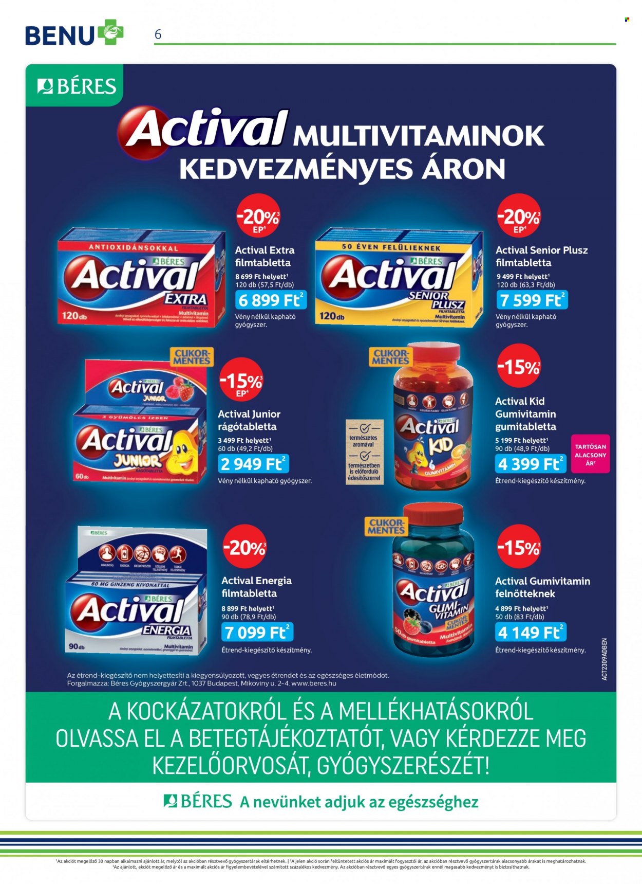 BENU Gyógyszertár akciós újságok - 2023.09.01 - 2023.09.30. Oldal 6