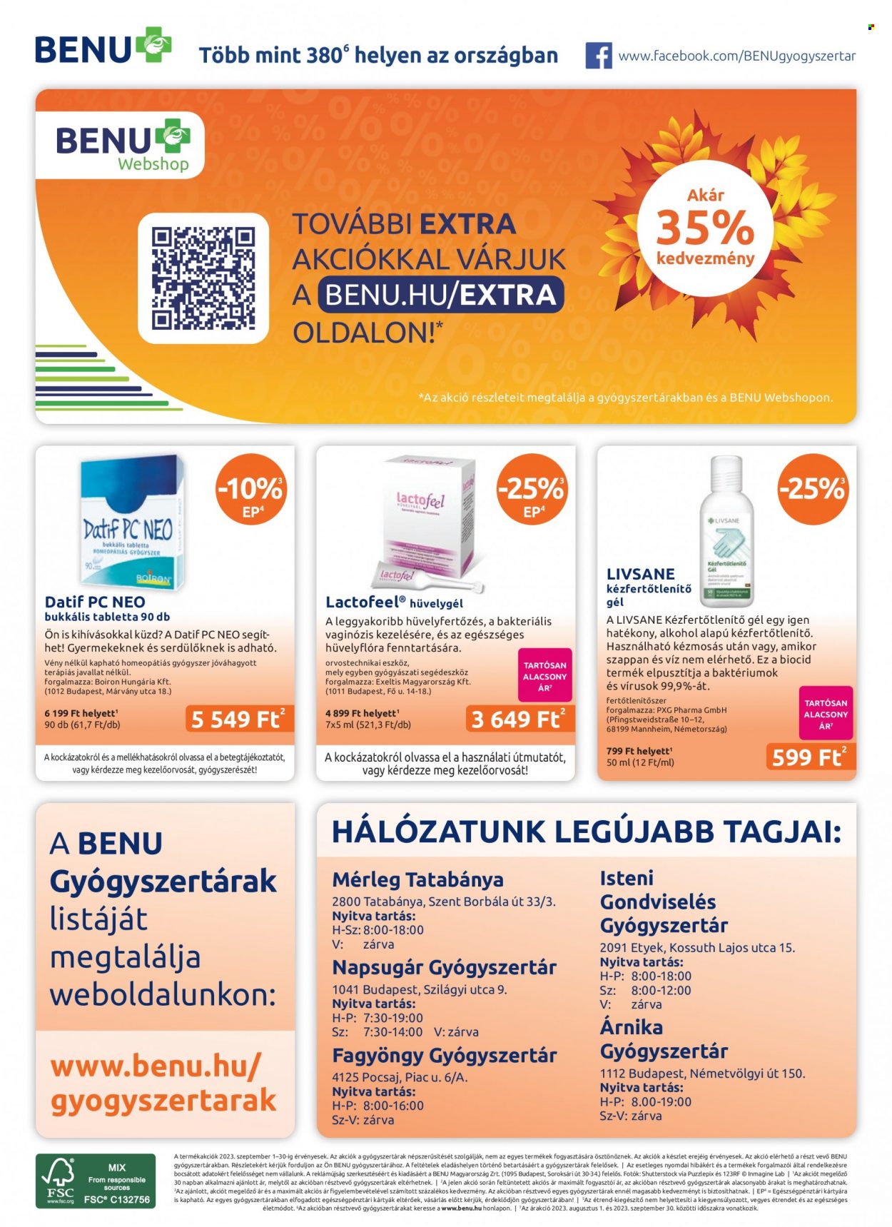 BENU Gyógyszertár akciós újságok - 2023.09.01 - 2023.09.30. Oldal 32