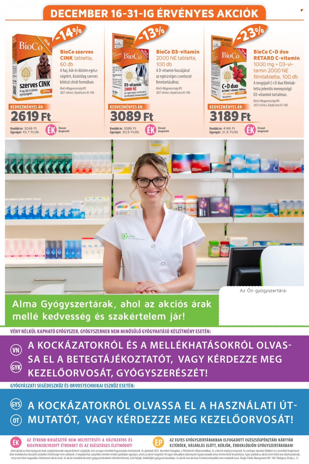 Alma Gyógyszertárak akciós újságok - 2023.12.01 - 2023.12.31. Oldal 20