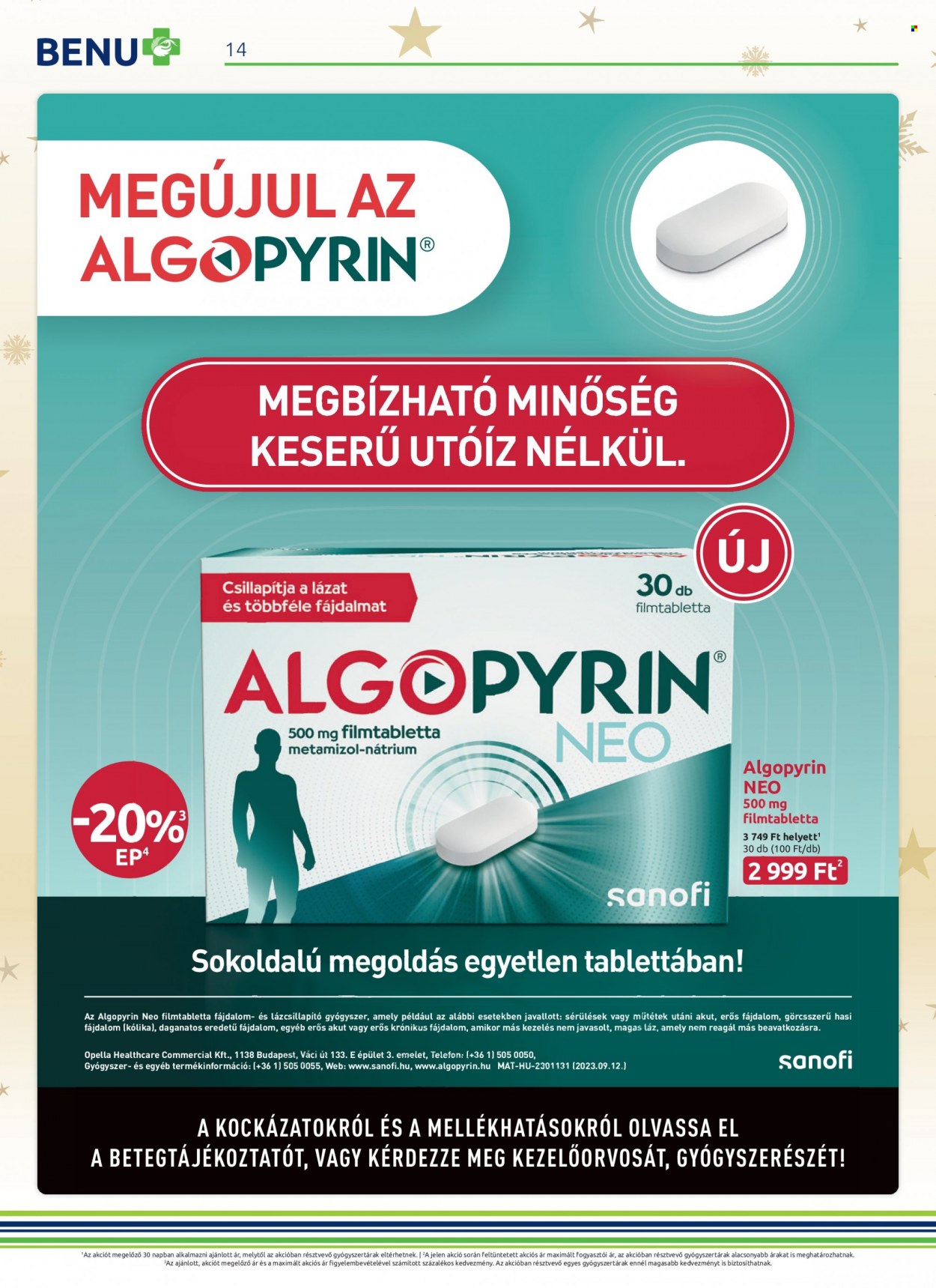 BENU Gyógyszertár akciós újságok - 2023.12.01 - 2023.12.31. Oldal 14