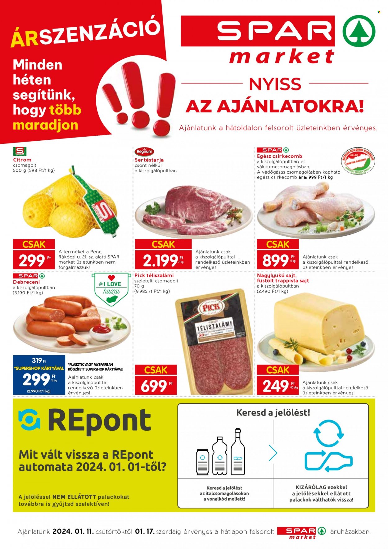 SPAR market akciós újságok - 2024.01.11 - 2024.01.17. Oldal 1