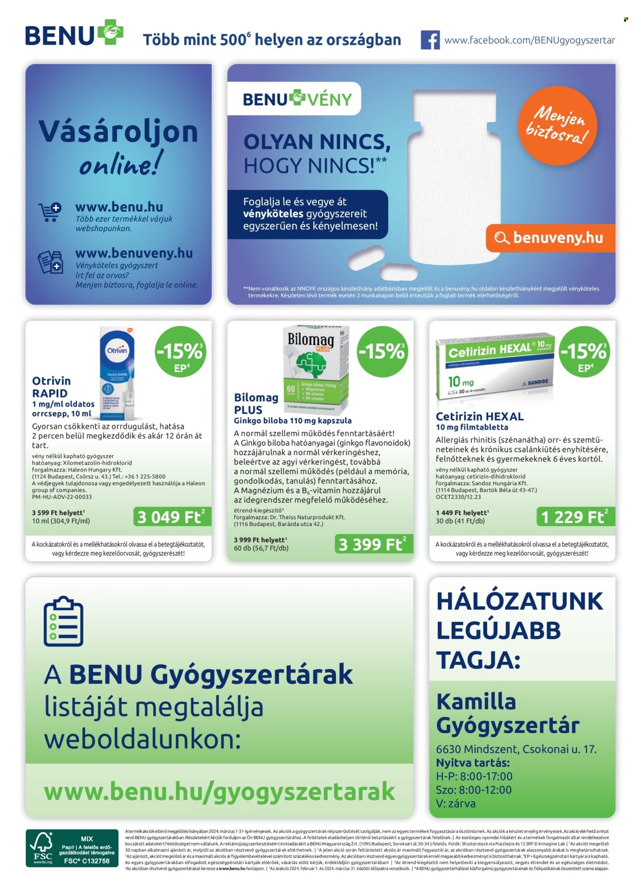 BENU Gyógyszertár akciós újságok - 2024.03.01 - 2024.03.31. Oldal 32