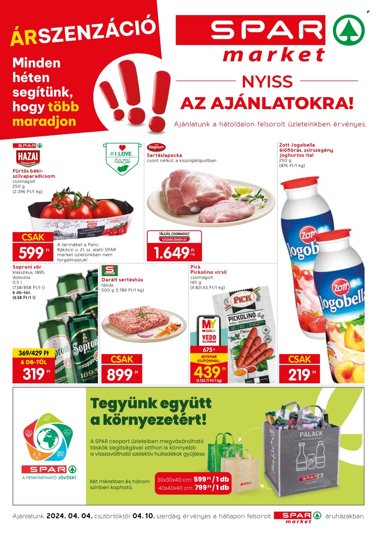 SPAR market akciós újságok - 2024.04.04 - 2024.04.10. Oldal 1