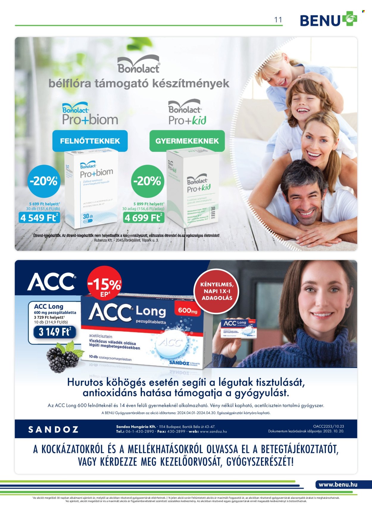 BENU Gyógyszertár akciós újságok - 2024.04.01 - 2024.04.30. Oldal 11